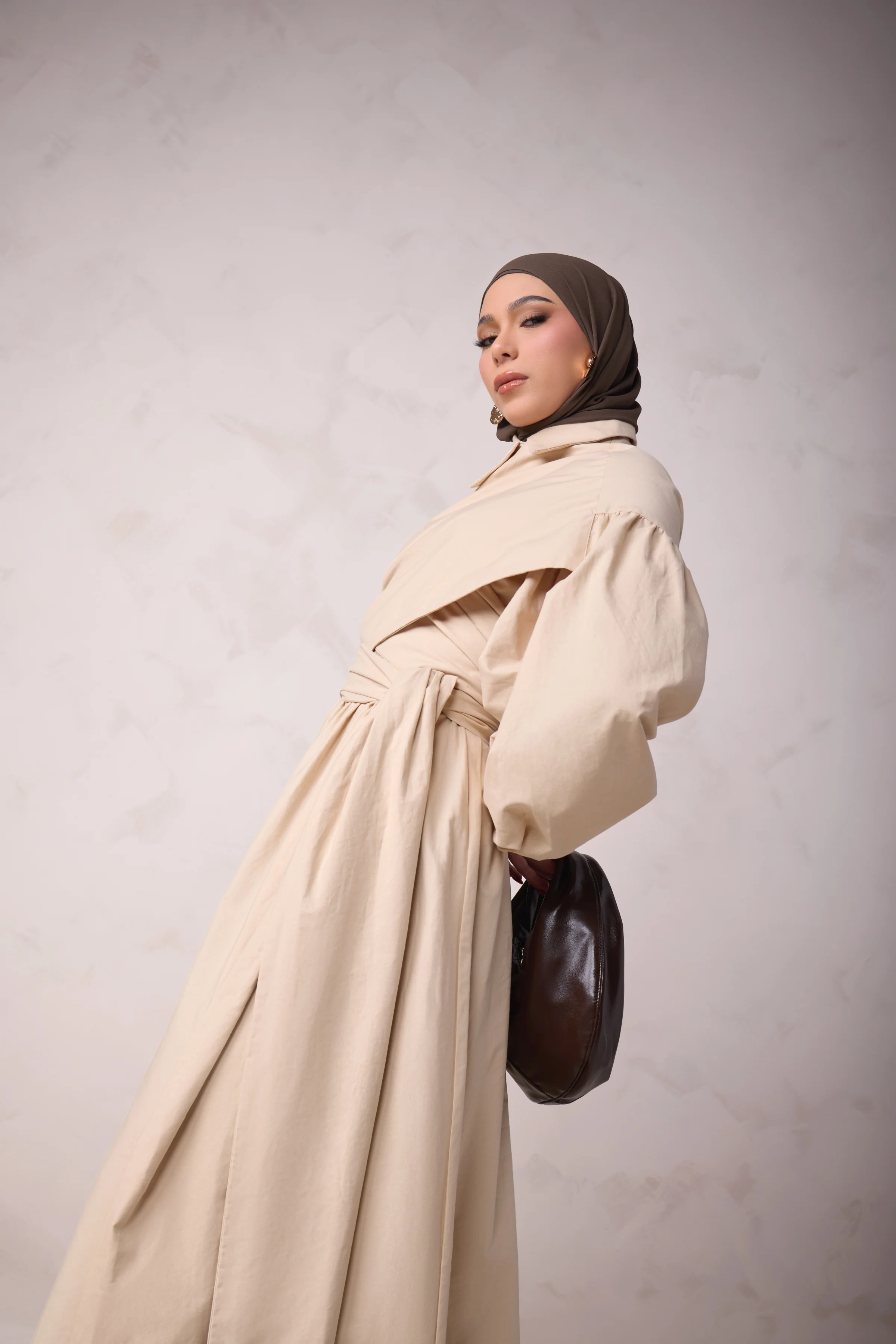 Rahma Tie Wrap Dress - Sand - Image 7