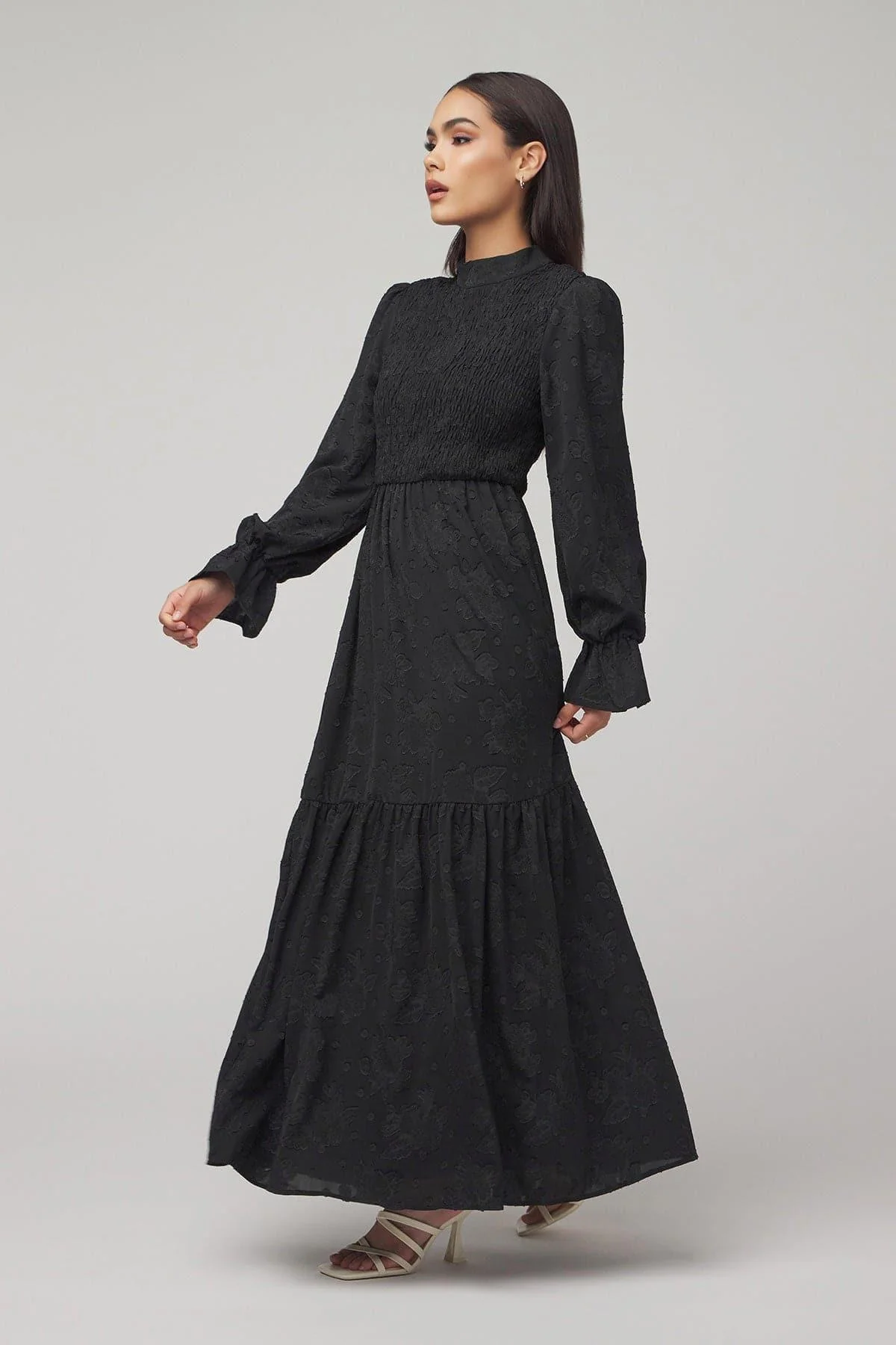 Rama Satin Maxi Dress - Black - Image 3