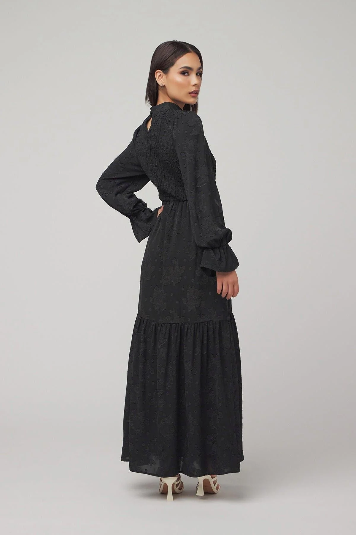 Rama Satin Maxi Dress - Black - Image 4