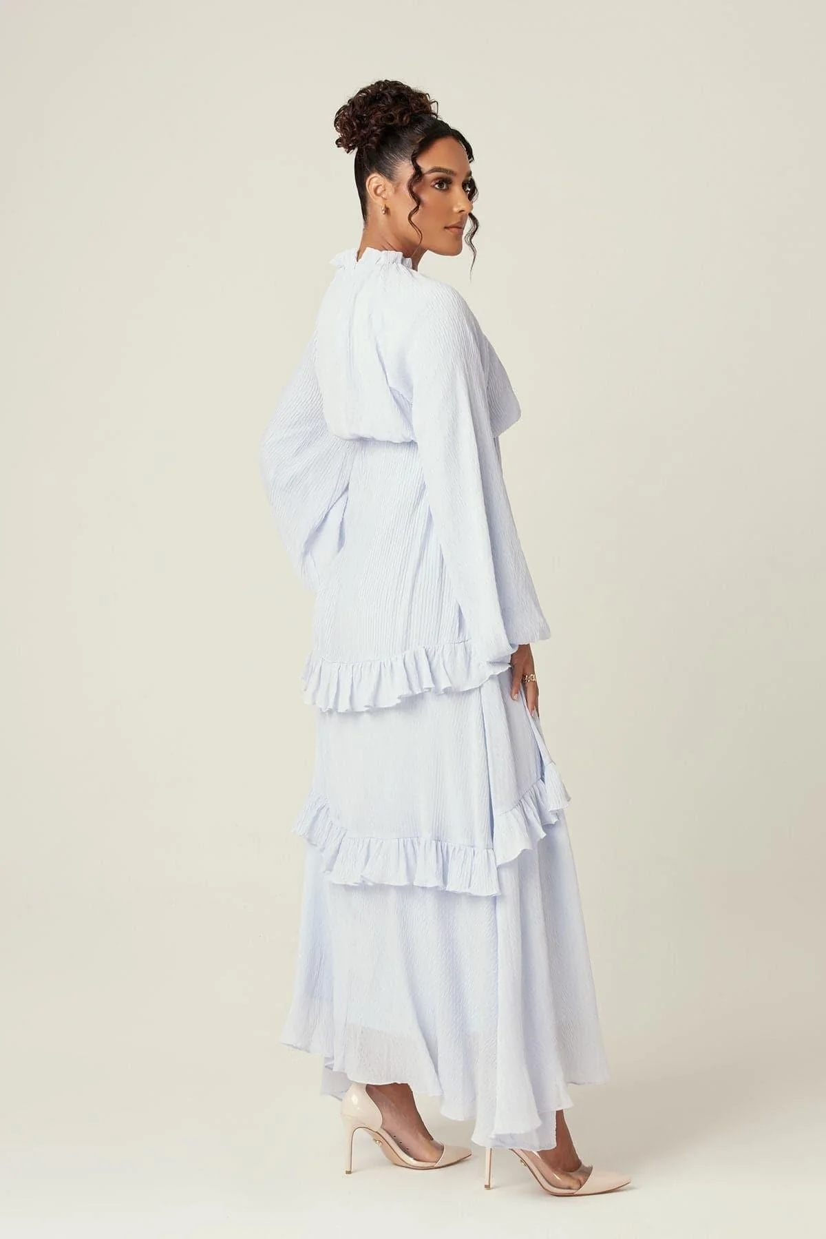 Rihanna Ruffled Smock Maxi Dress - Sky - Image 3
