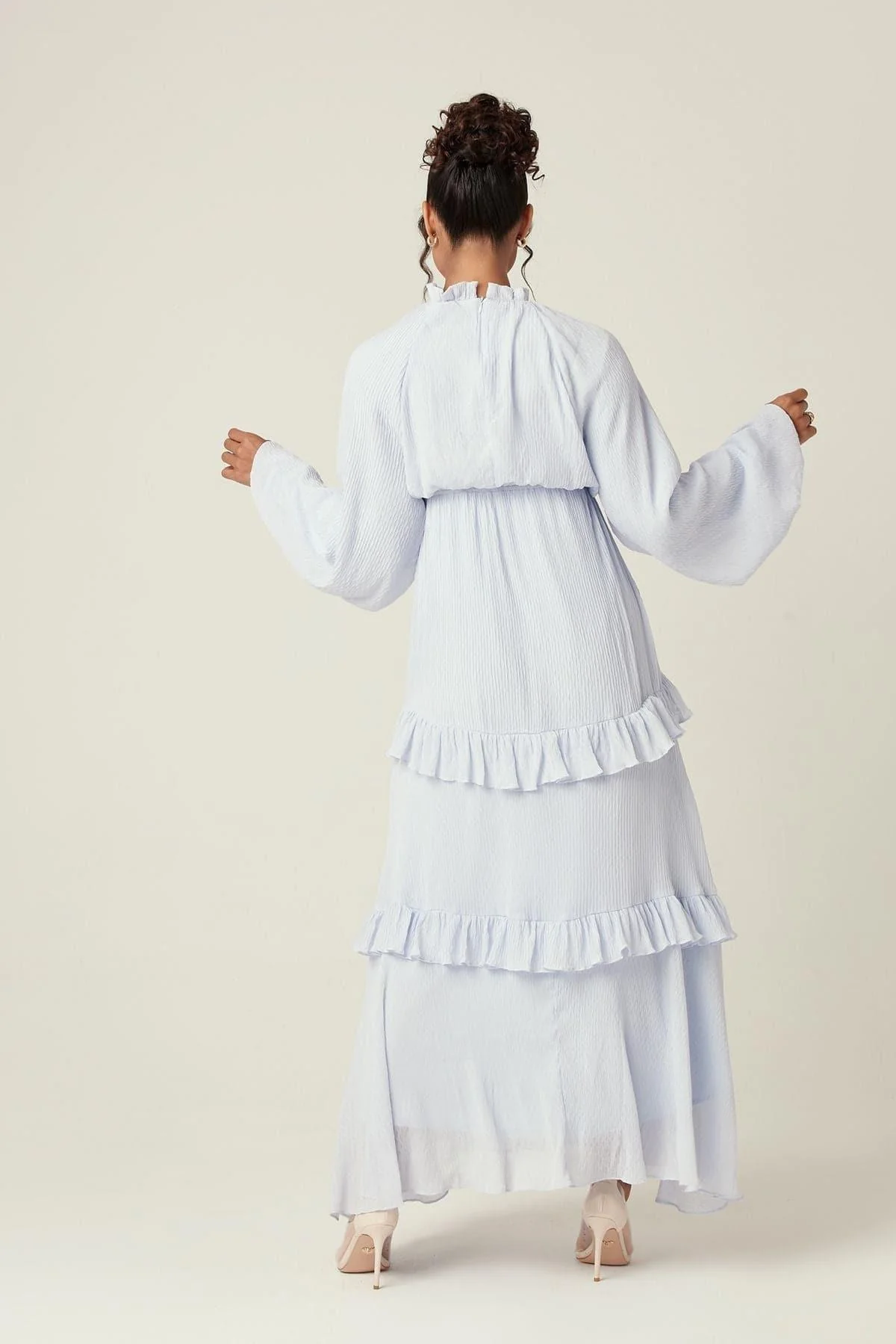 Rihanna Ruffled Smock Maxi Dress - Sky - Image 4