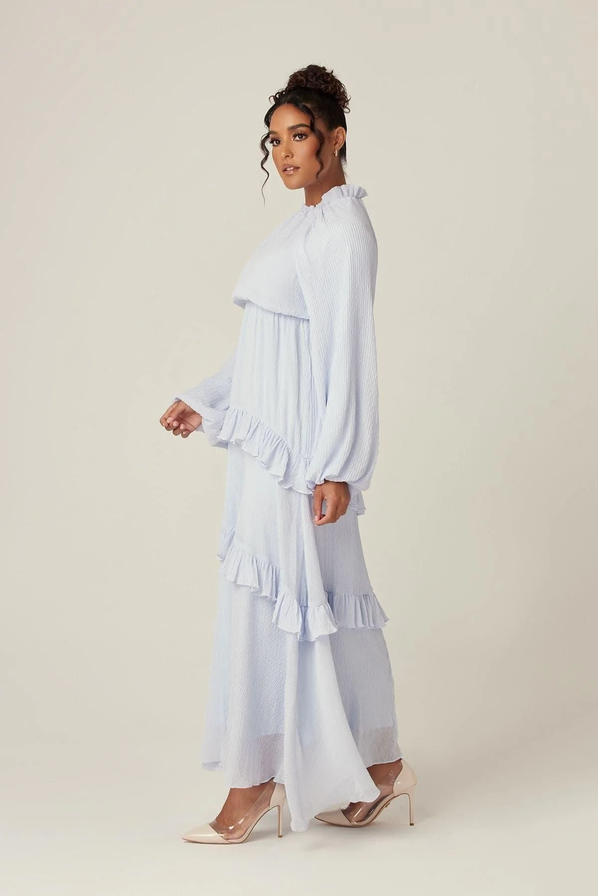 Rihanna Ruffled Smock Maxi Dress - Sky - Image 5