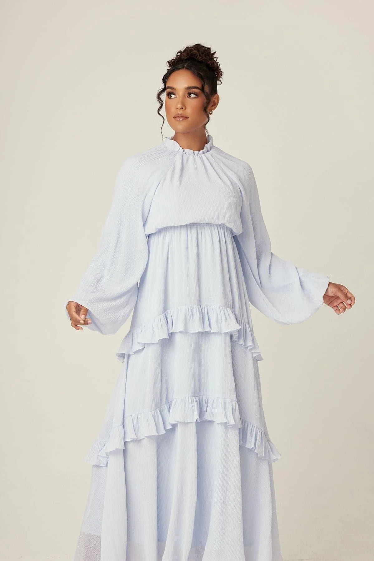 Rihanna Ruffled Smock Maxi Dress - Sky - Image 6