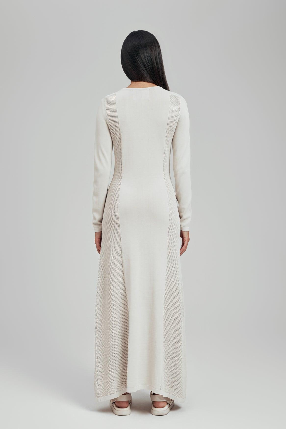 Riley Flat Knit Crochet Long Sleeve Maxi Dress - Image 4