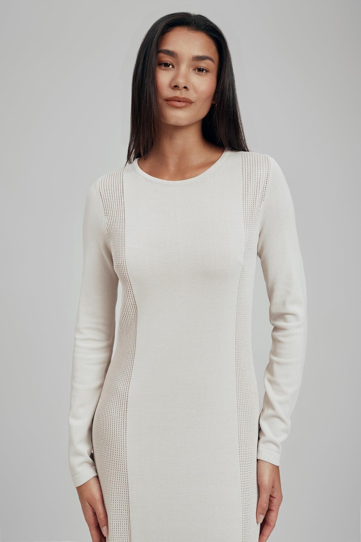 Riley Flat Knit Crochet Long Sleeve Maxi Dress - Image 5