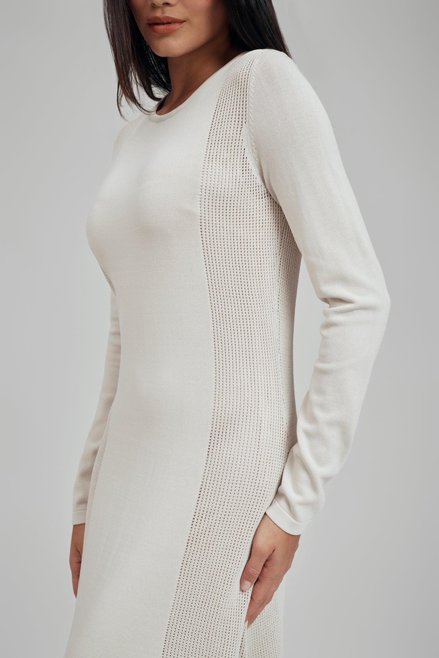 Riley Flat Knit Crochet Long Sleeve Maxi Dress - Image 6