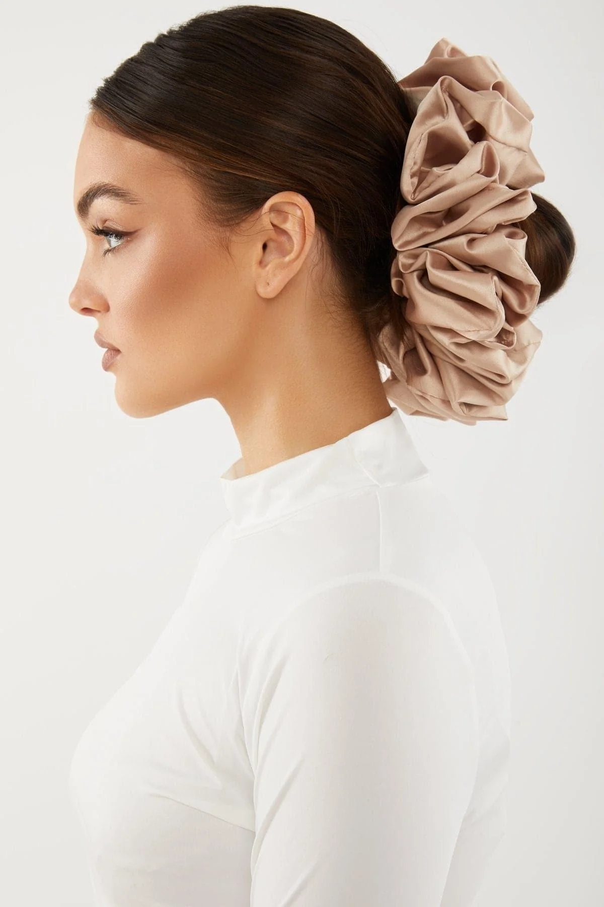 Satin Hijab Scrunchie- Nude - Image 3