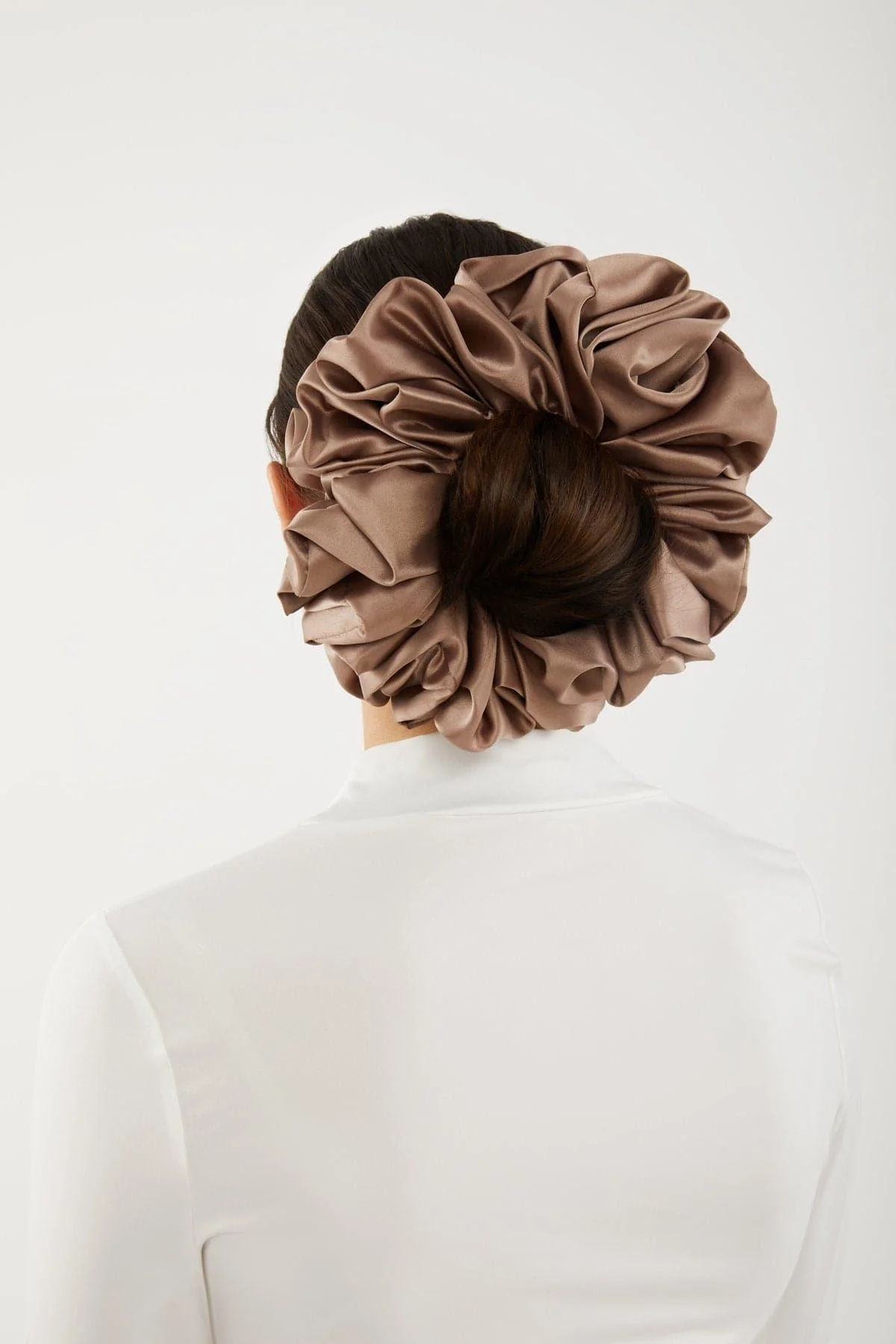 Satin Hijab Scrunchie- Taupe - Image 3