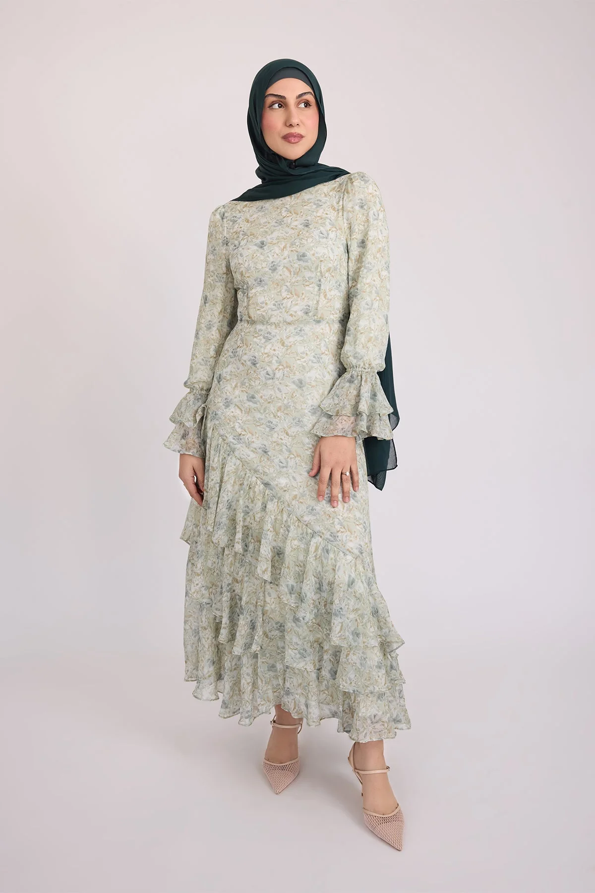 Selena Long Sleeve Maxi Dress - Green - Image 11