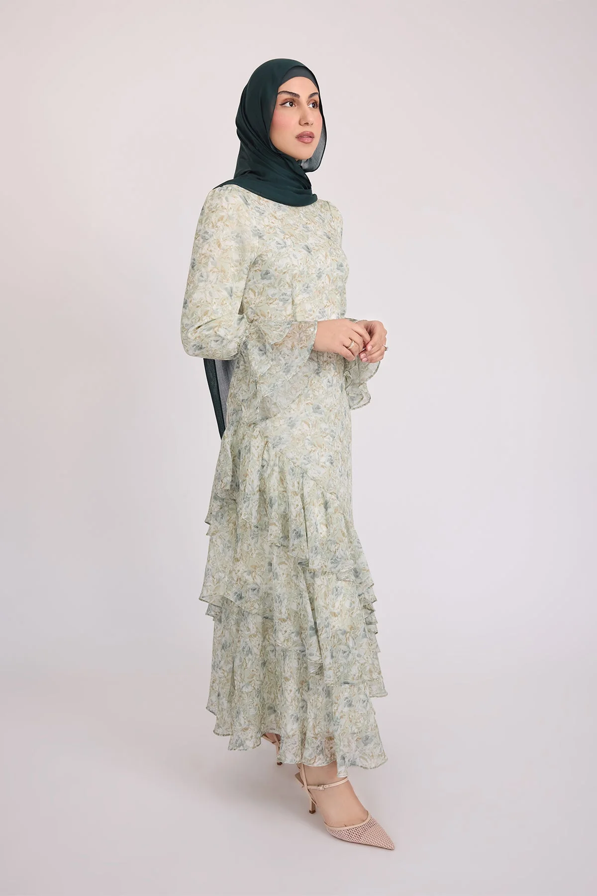 Selena Long Sleeve Maxi Dress - Green - Image 12