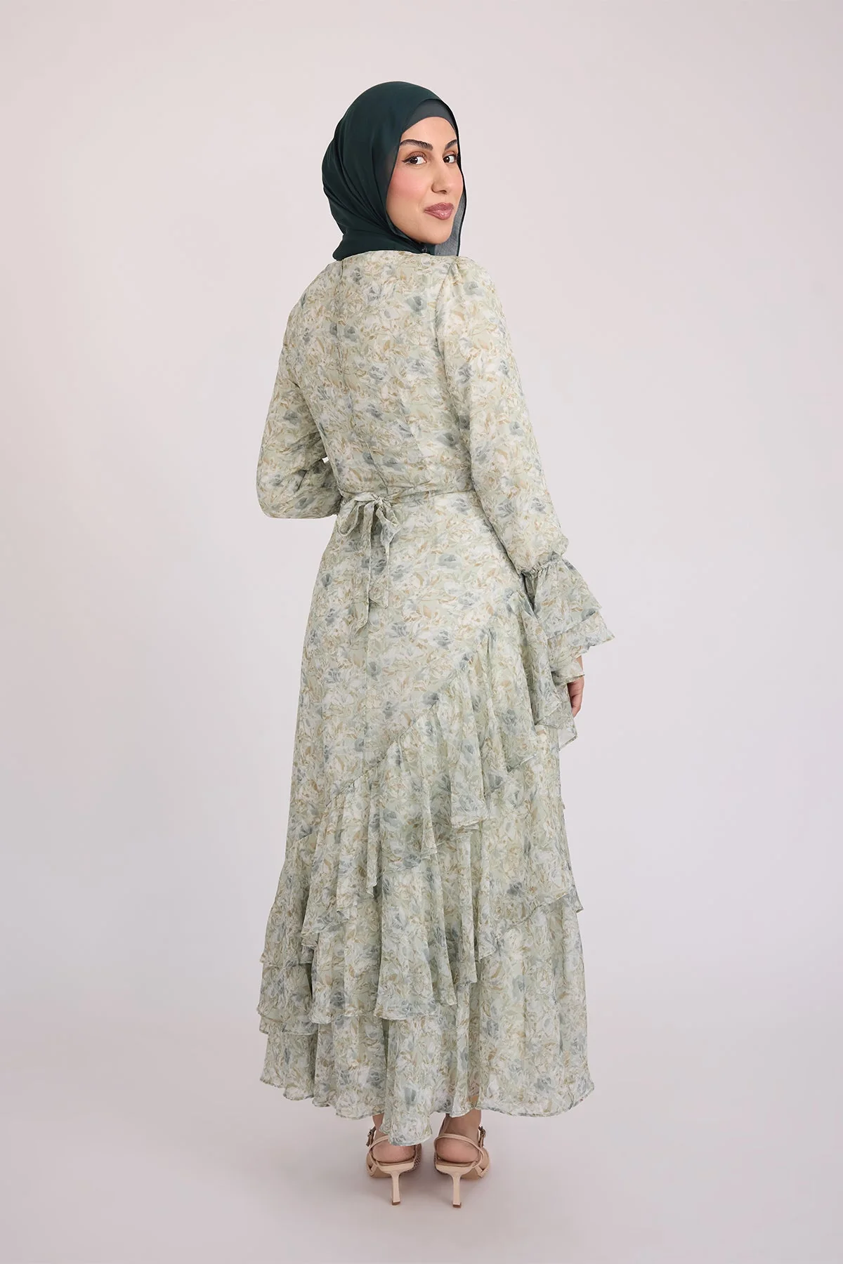 Selena Long Sleeve Maxi Dress - Green - Image 13