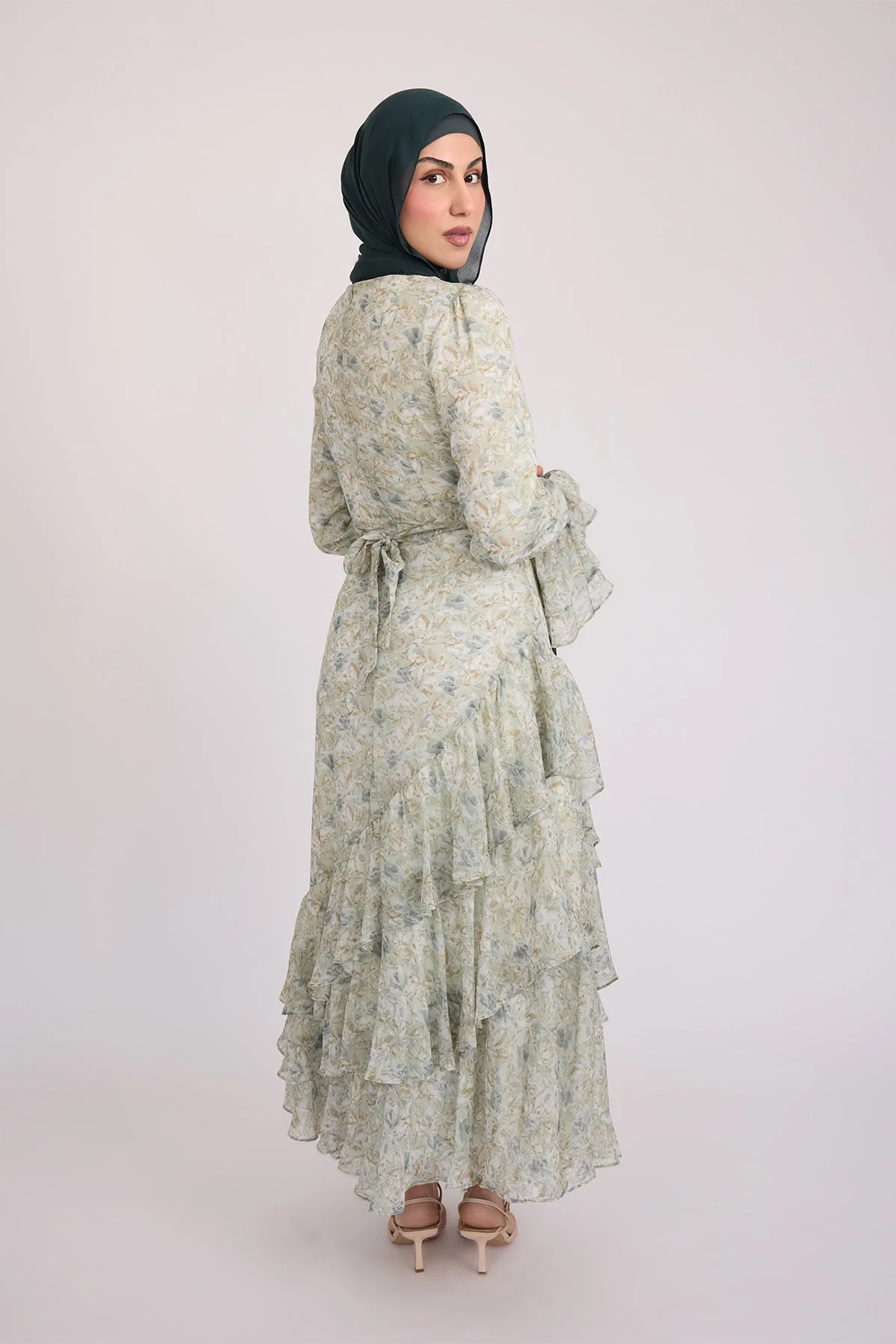 Selena Long Sleeve Maxi Dress - Green - Image 3
