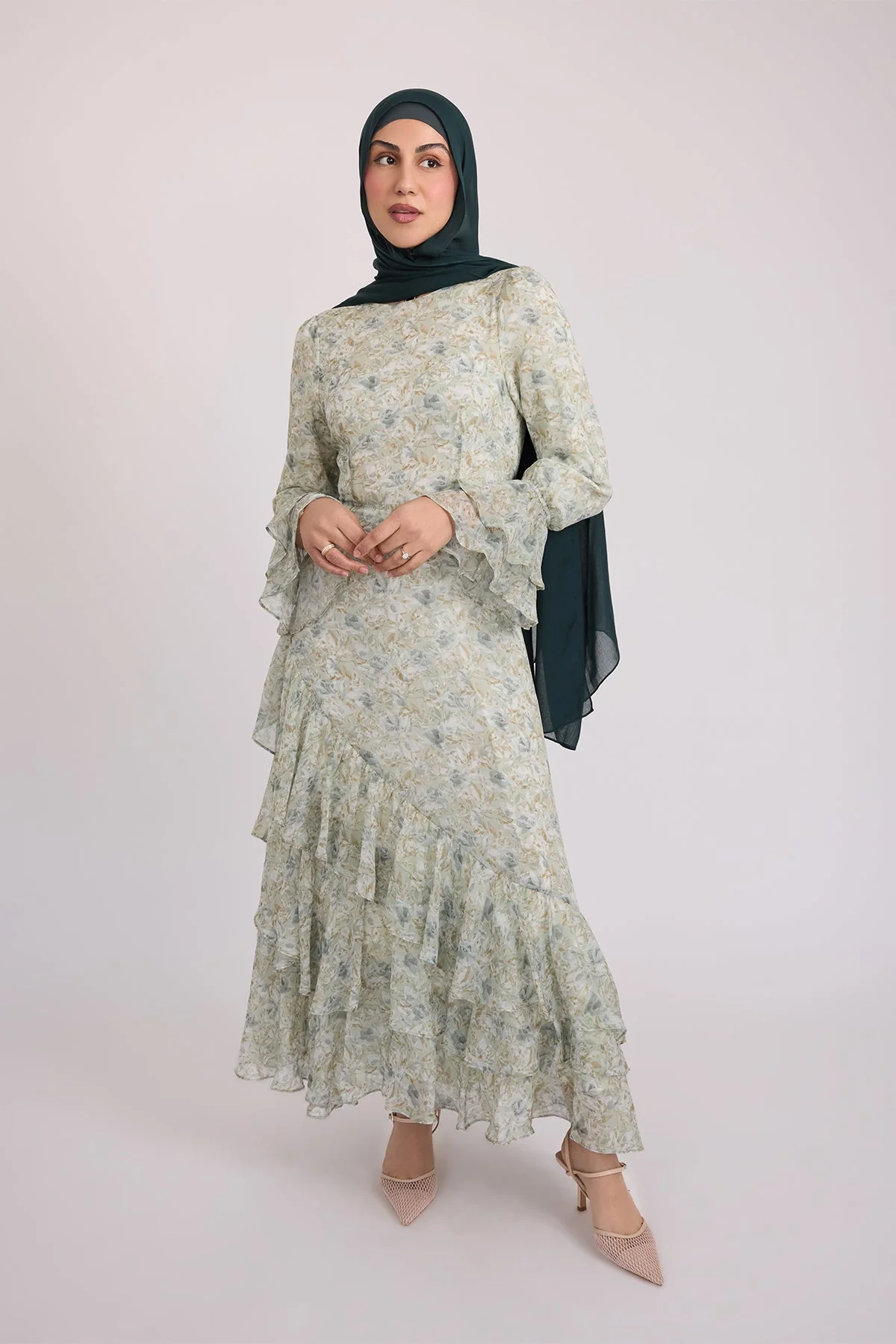 Selena Long Sleeve Maxi Dress - Green - Image 4