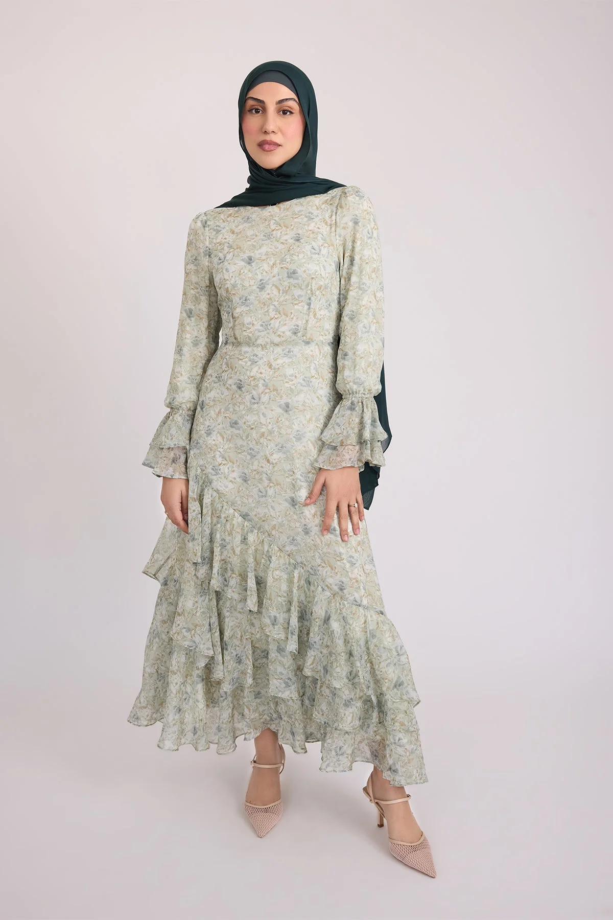 Selena Long Sleeve Maxi Dress - Green - Image 6