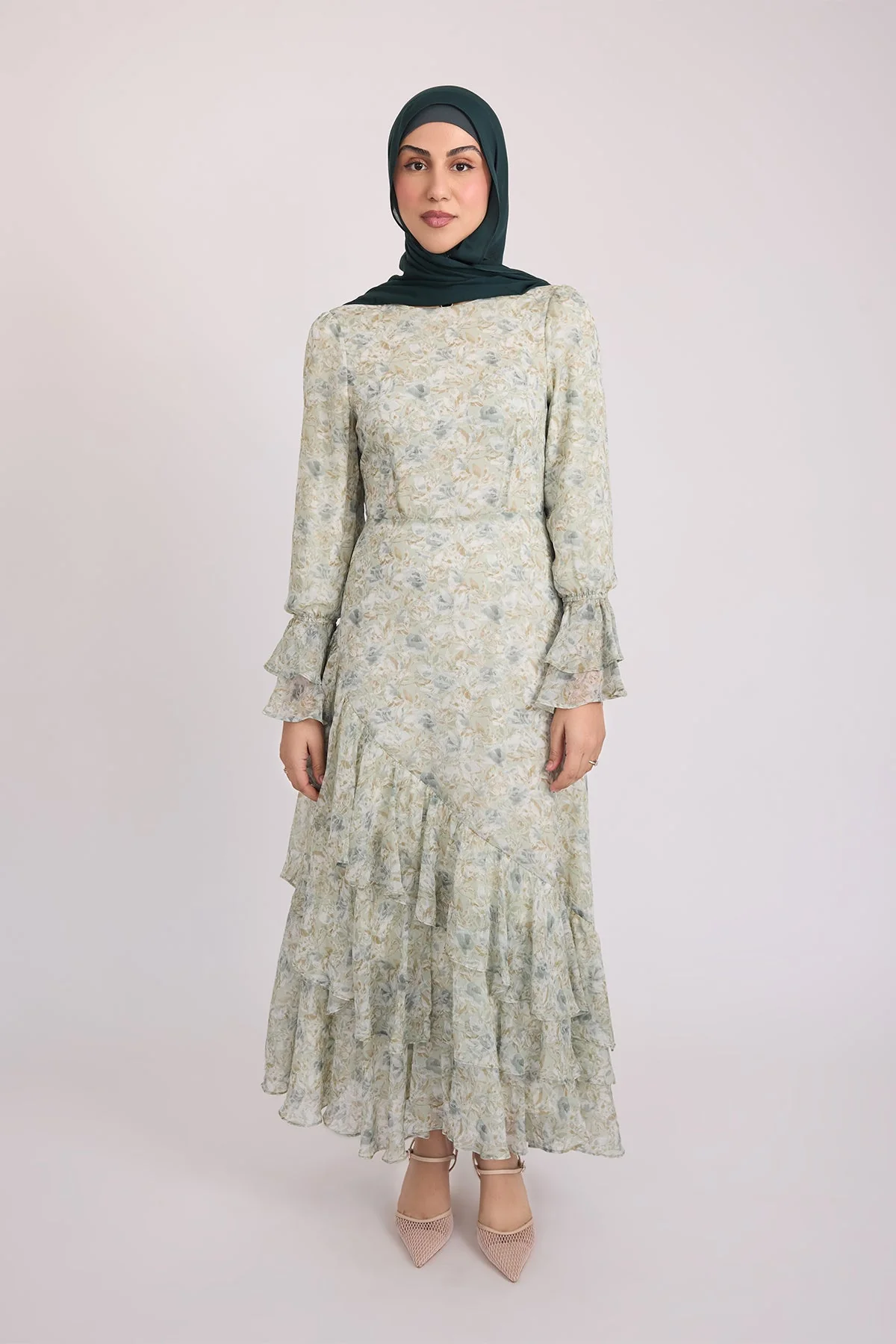 Selena Long Sleeve Maxi Dress - Green - Image 8