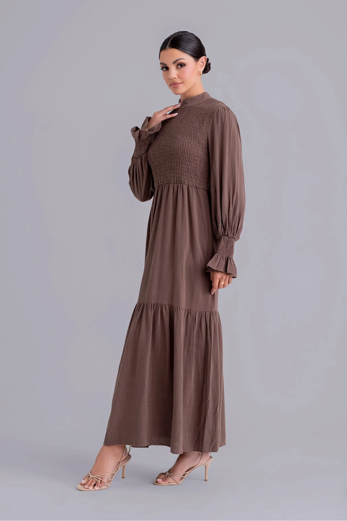 Serena Linen Maxi Dress - Espresso - Image 3