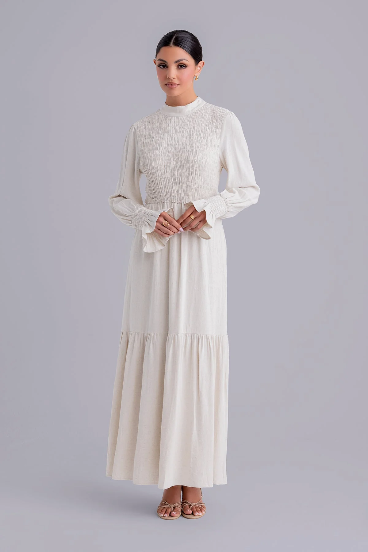 Serena Linen Maxi Dress - Natural Beige - Image 2