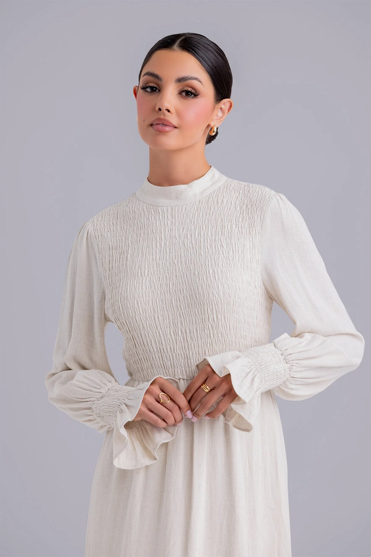 Serena Linen Maxi Dress - Natural Beige - Image 4