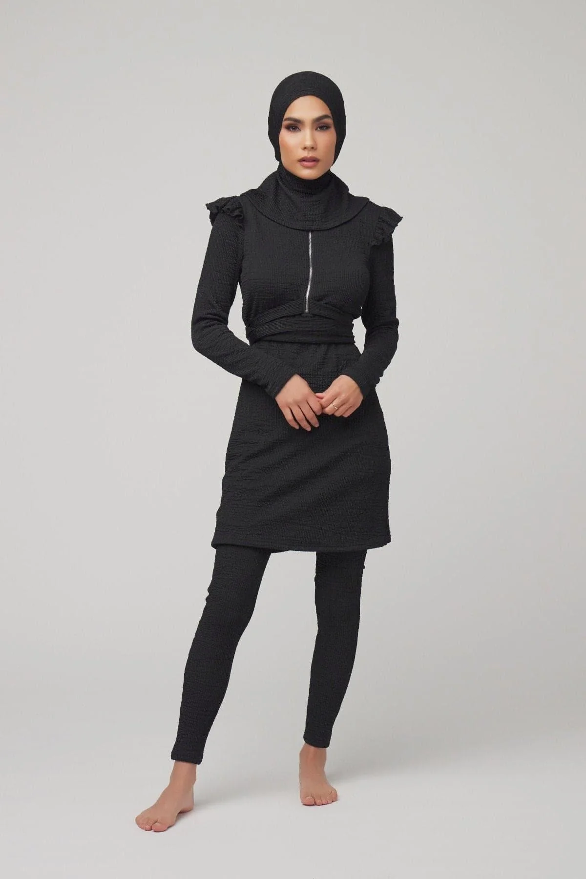 Sophia 3-Piece Modest Swimsuit - Black - Image 3