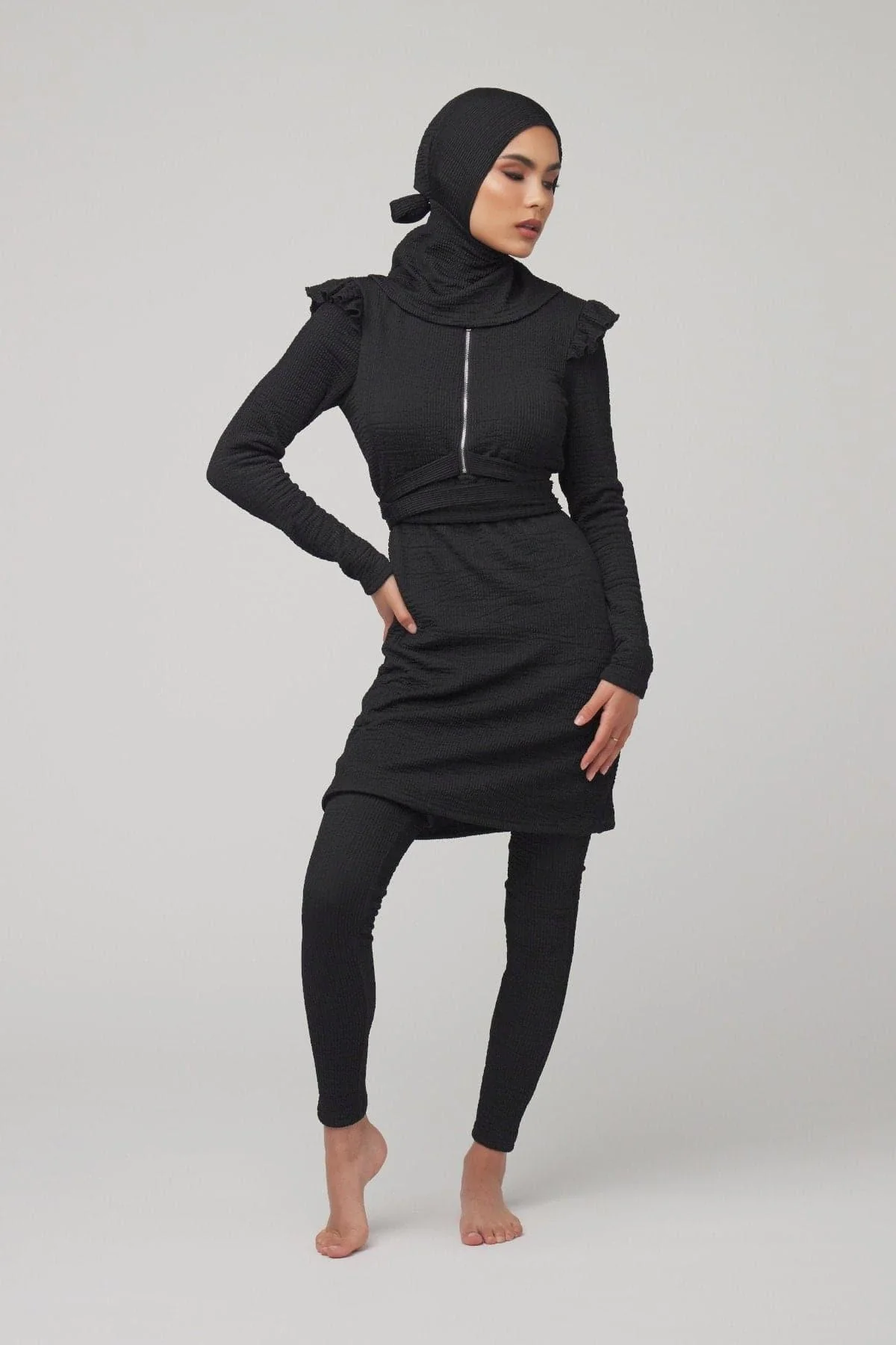 Sophia 3-Piece Modest Swimsuit - Black - Image 4