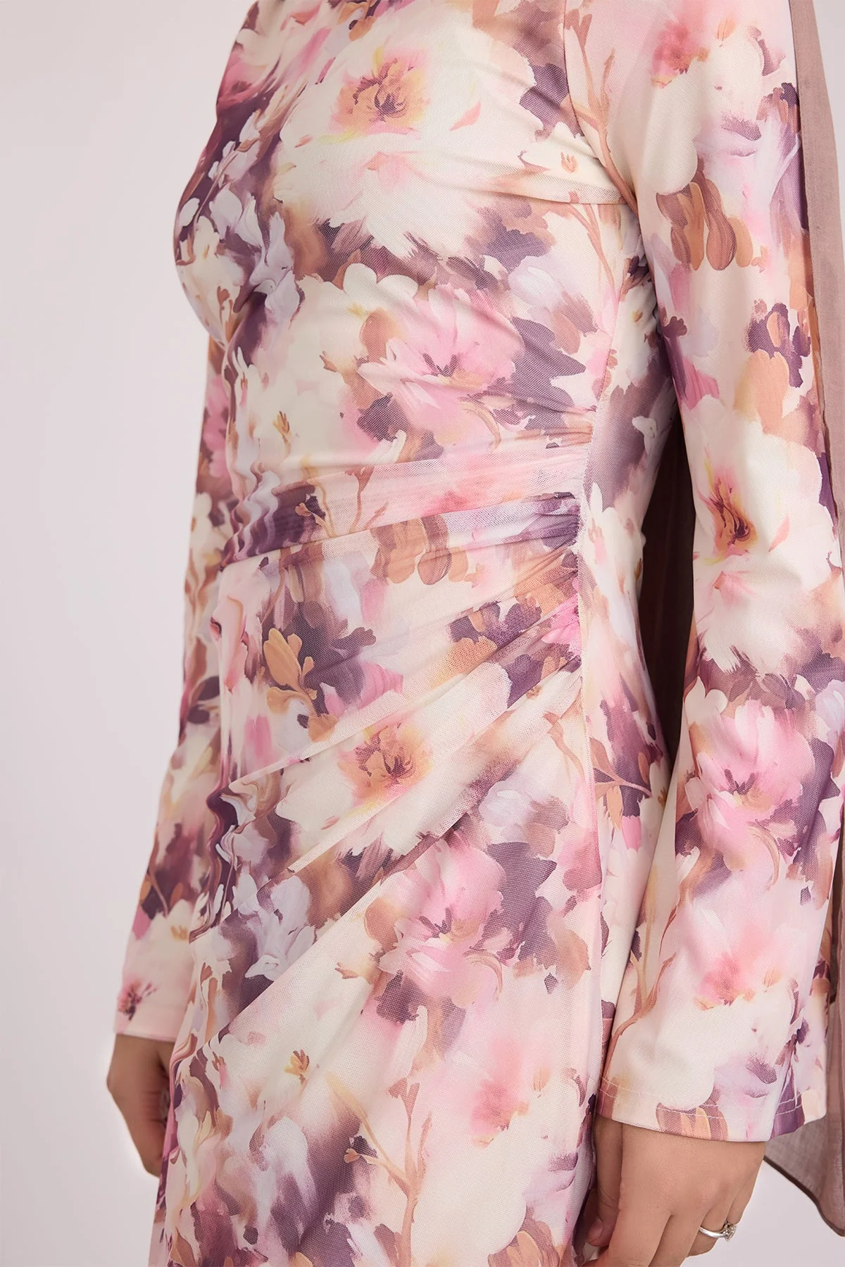 Tatiana Synched Satin Maxi Bell Sleeve - Floral Garden - Image 10