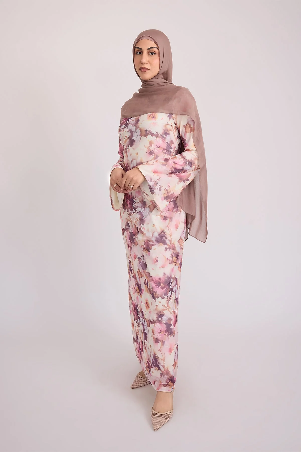 Tatiana Synched Satin Maxi Bell Sleeve - Floral Garden - Image 5