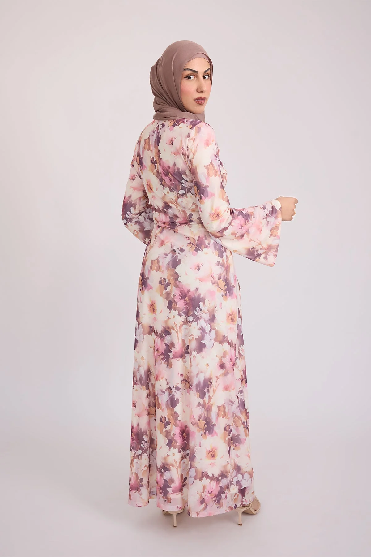 Tatiana Synched Satin Maxi Bell Sleeve - Floral Garden - Image 6