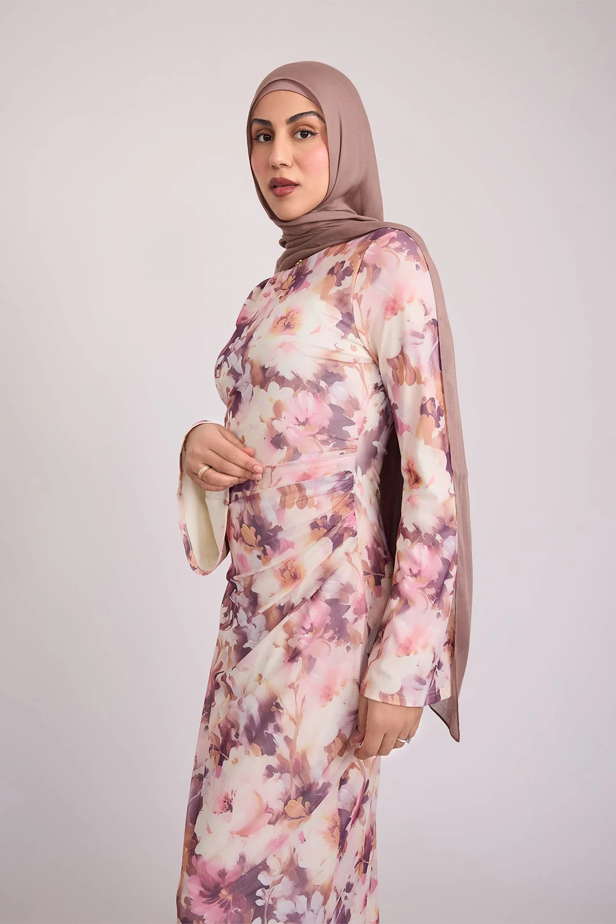 Tatiana Synched Satin Maxi Bell Sleeve - Floral Garden - Image 8