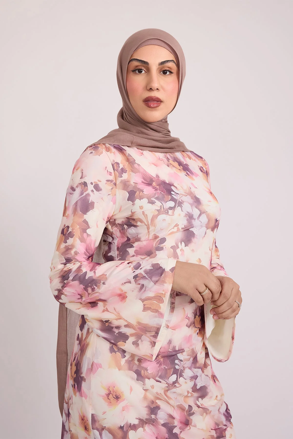 Tatiana Synched Satin Maxi Bell Sleeve - Floral Garden - Image 9
