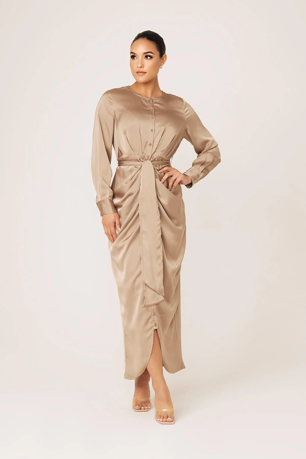 Thalia Ruched Tie Maxi Dress-  Sand Dune - Image 5