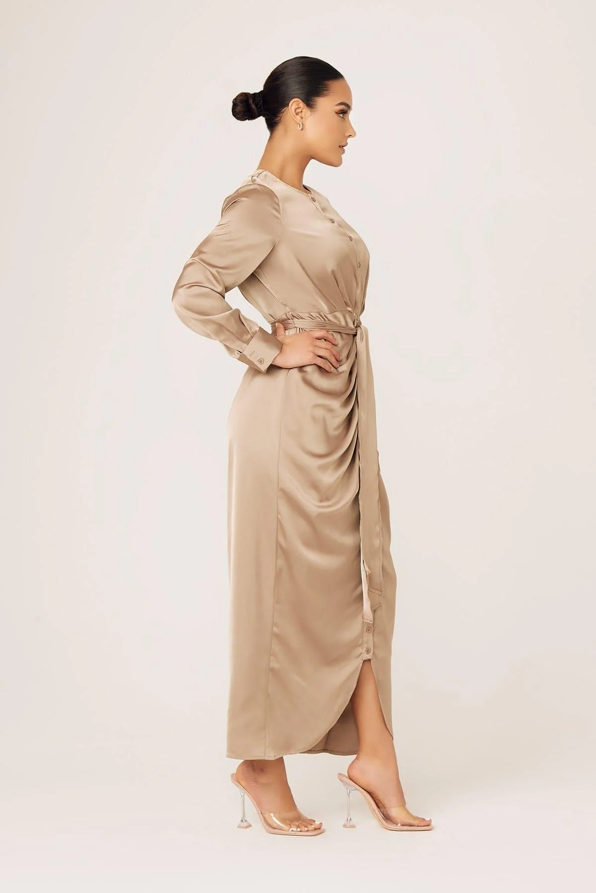 Thalia Ruched Tie Maxi Dress-  Sand Dune - Image 7