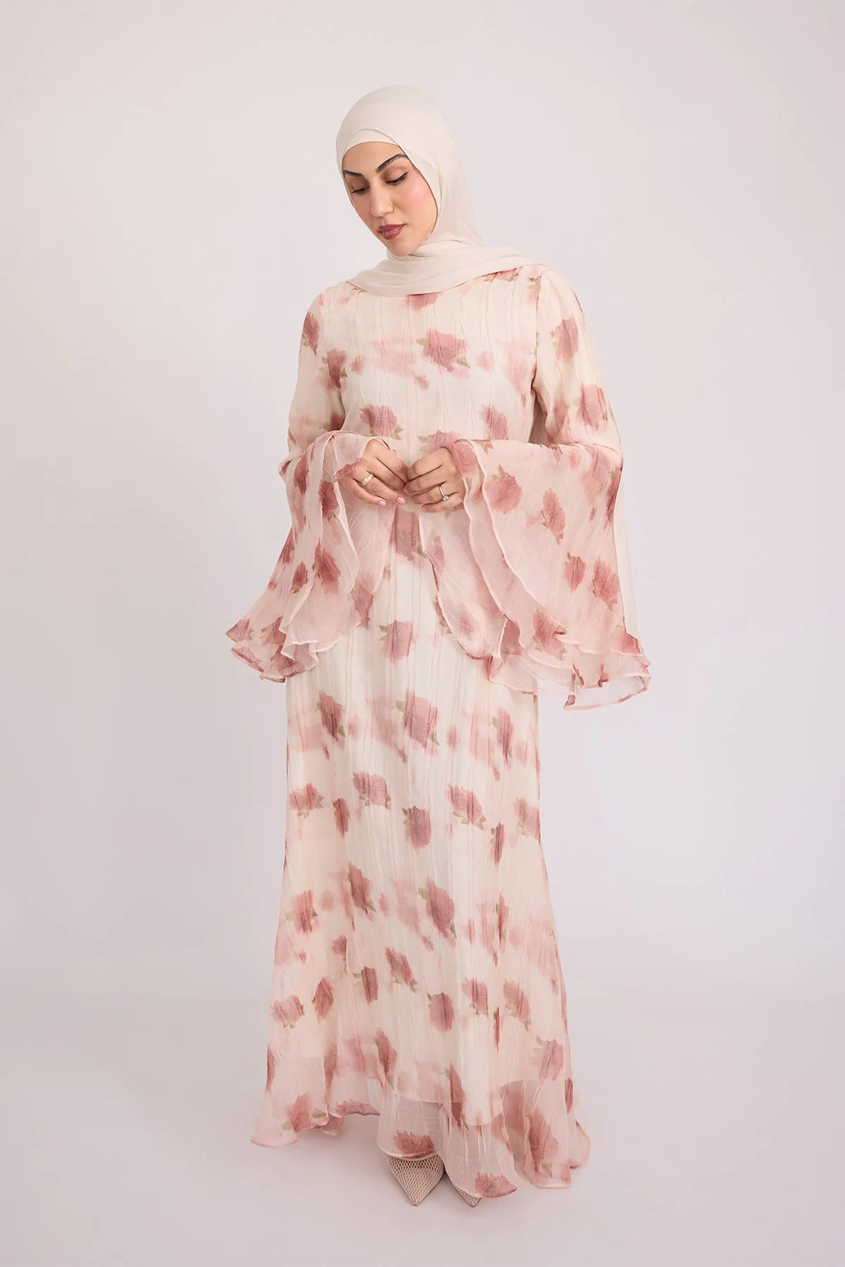 Vivienne Large Ruffle Sleeve Dress - Terra Rose