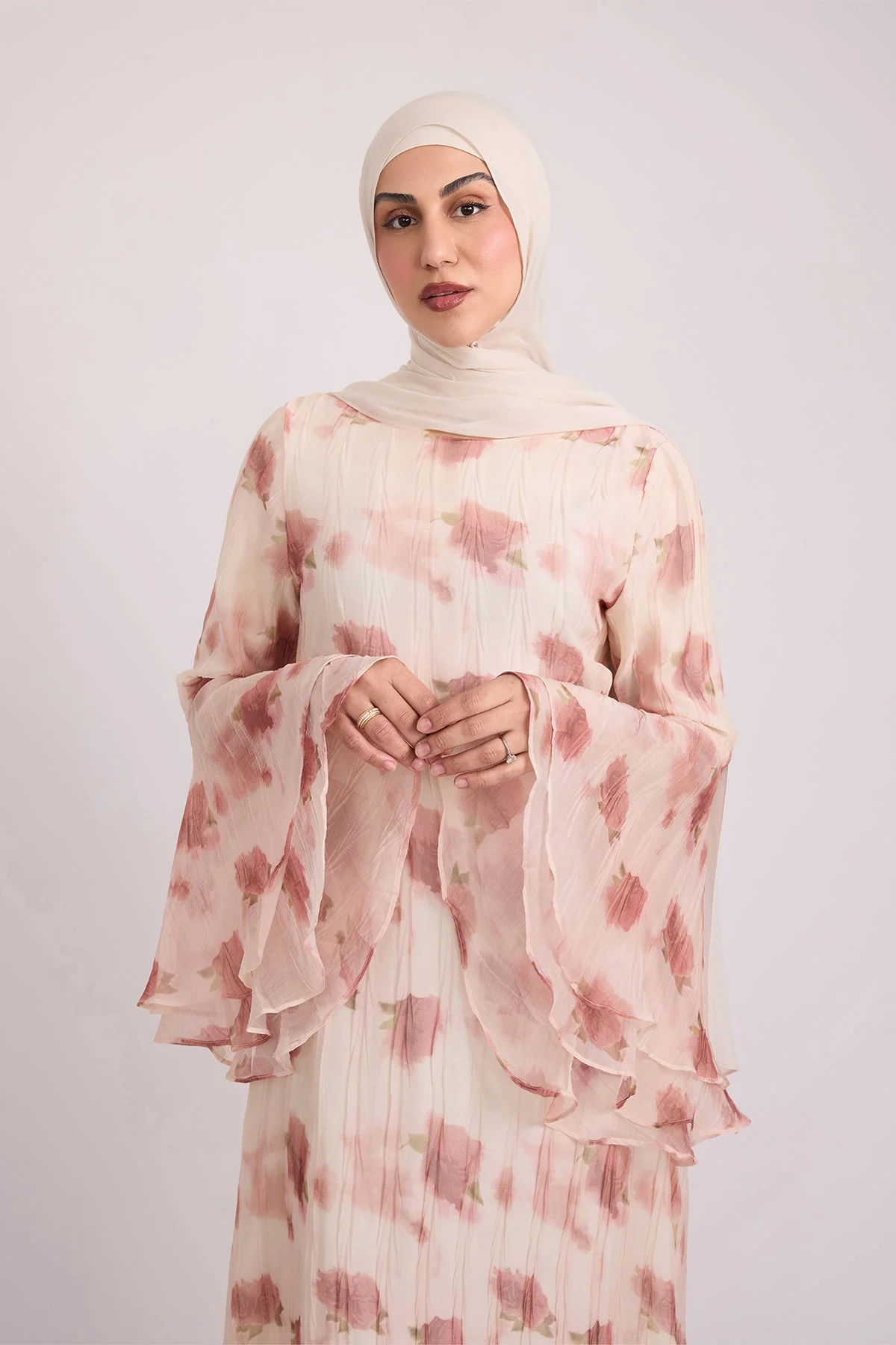 Vivienne Large Ruffle Sleeve Dress - Terra Rose - Image 10