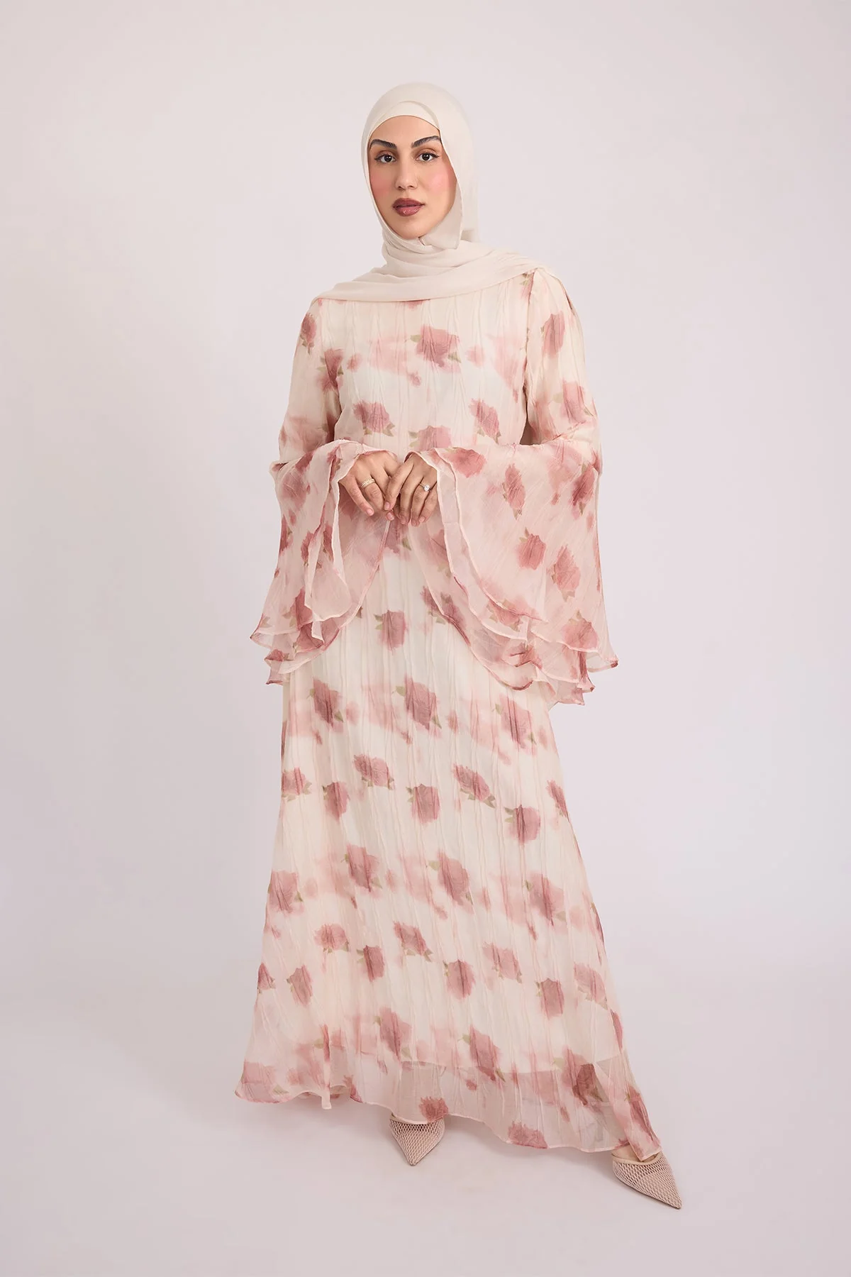 Vivienne Large Ruffle Sleeve Dress - Terra Rose - Image 12