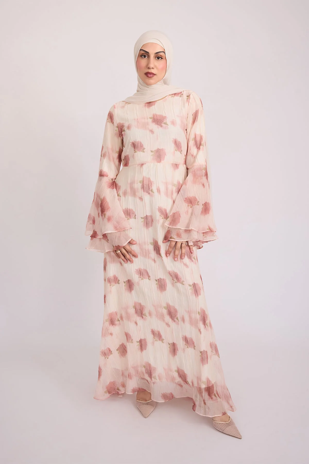 Vivienne Large Ruffle Sleeve Dress - Terra Rose - Image 2