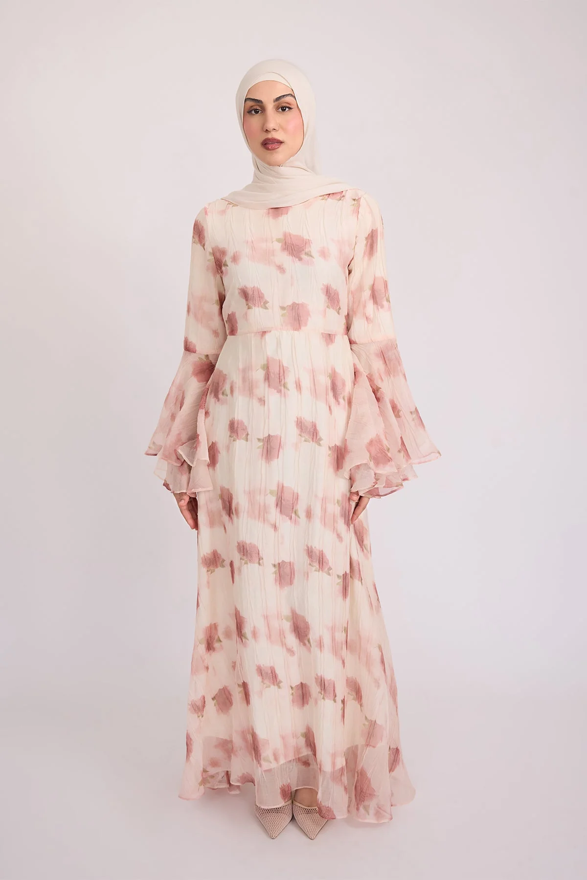 Vivienne Large Ruffle Sleeve Dress - Terra Rose - Image 4
