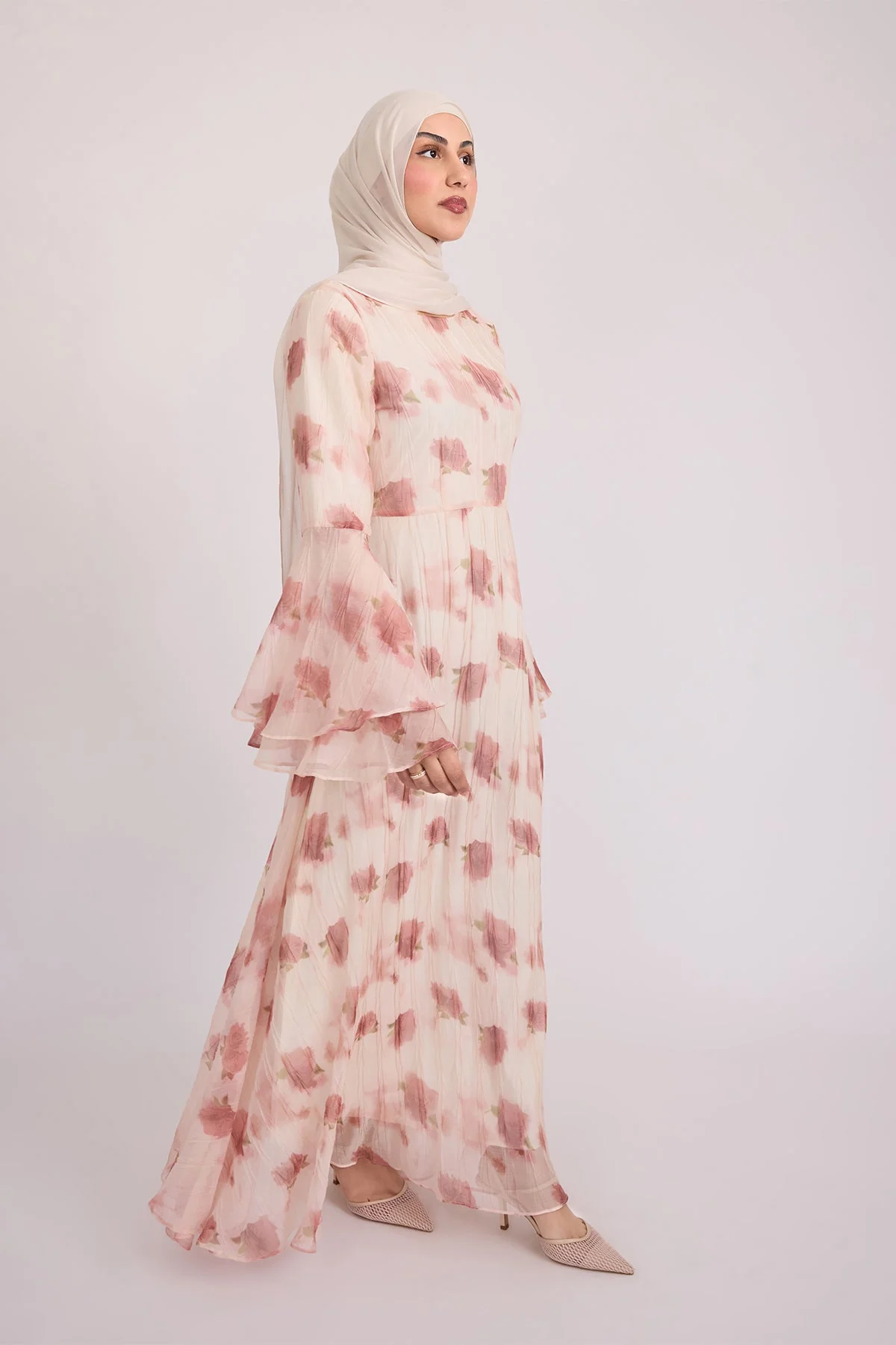 Vivienne Large Ruffle Sleeve Dress - Terra Rose - Image 7