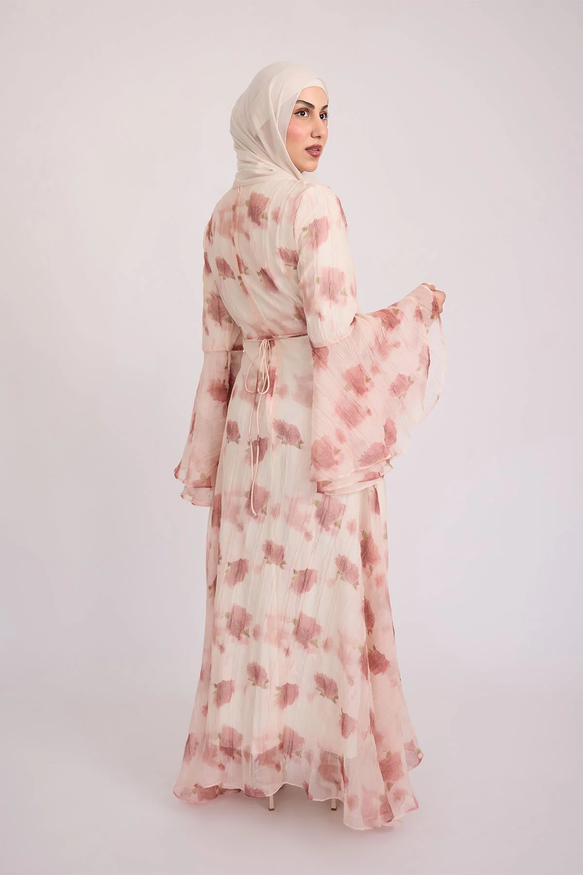 Vivienne Large Ruffle Sleeve Dress - Terra Rose - Image 9