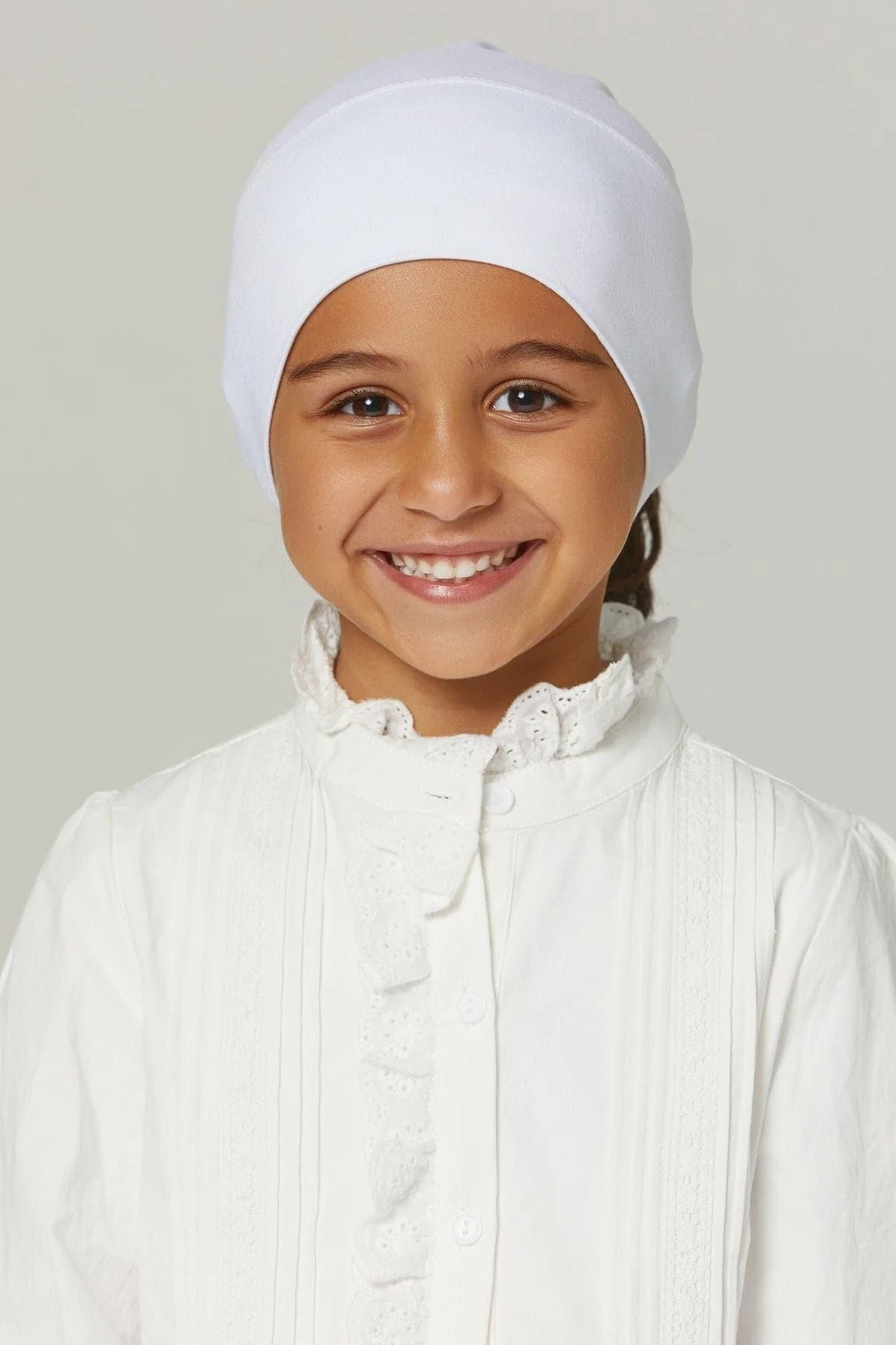 Youth Two Piece Jersey Hijab- White Crush - Image 3