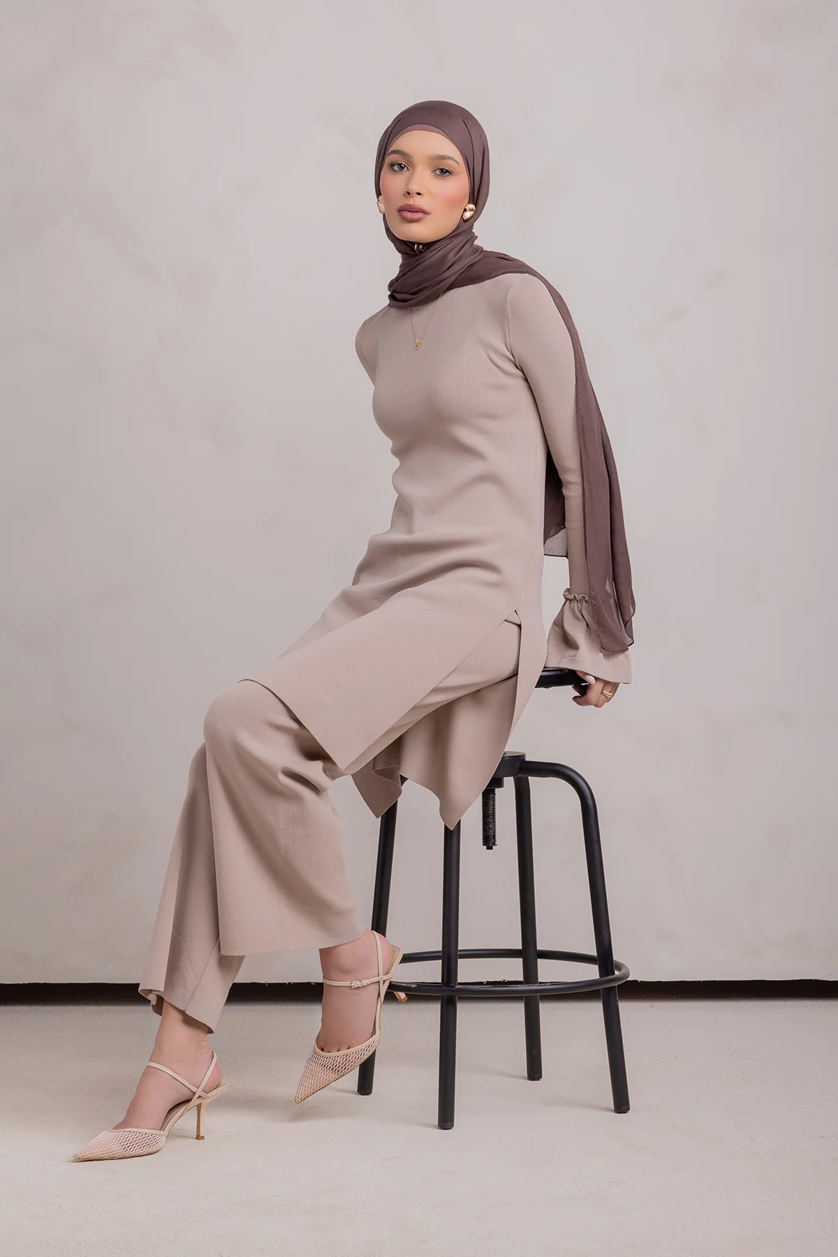 Yusra Knit Pant- Taupe - Image 12