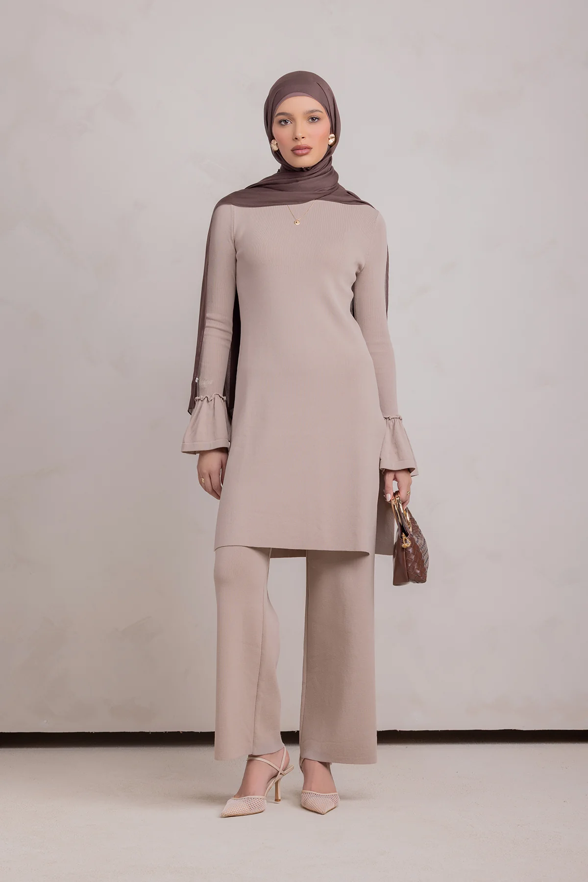 Yusra Knit Pant- Taupe - Image 4