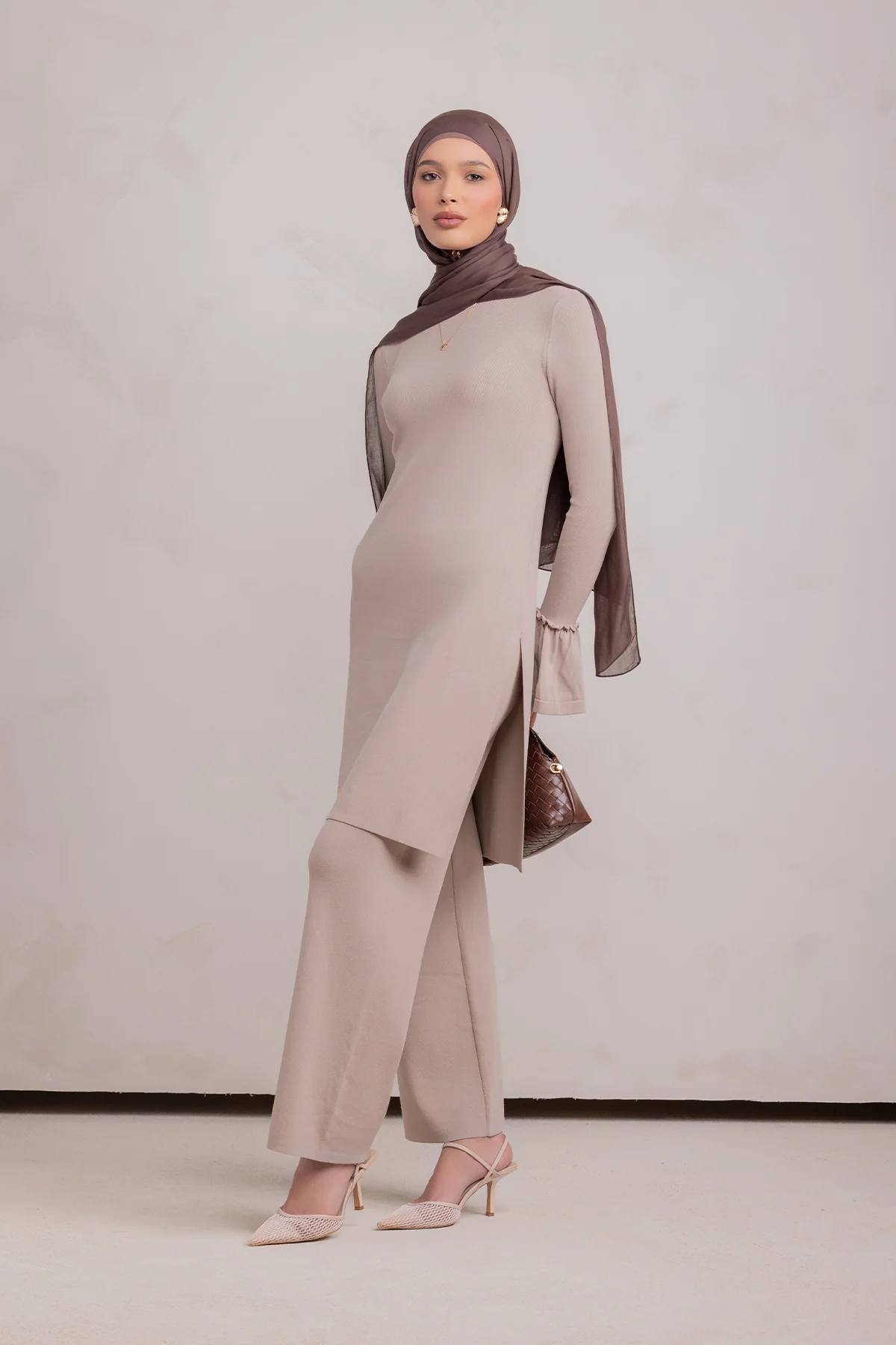 Yusra Knit Pant- Taupe - Image 5