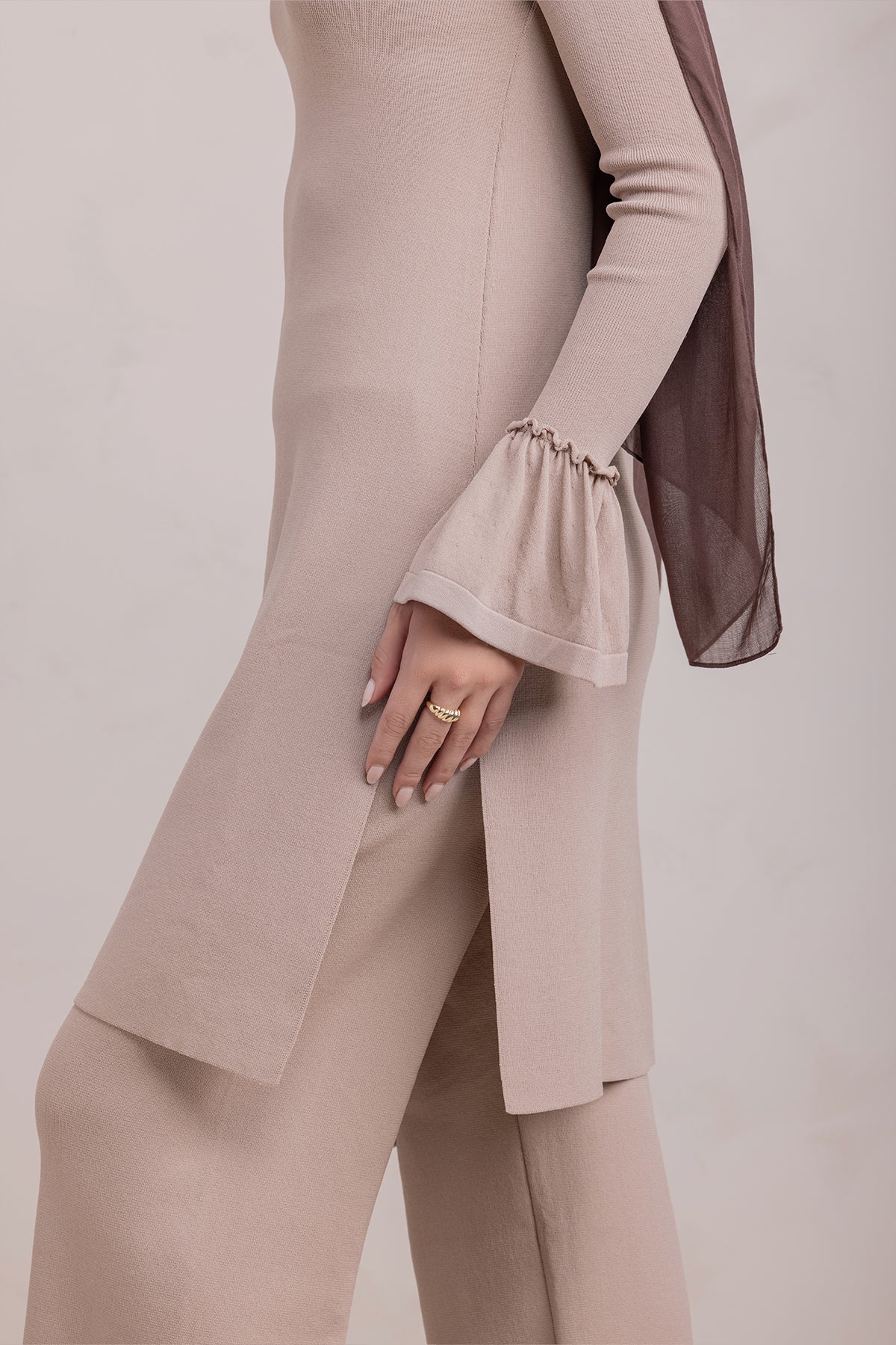 Yusra Knit Pant- Taupe - Image 6