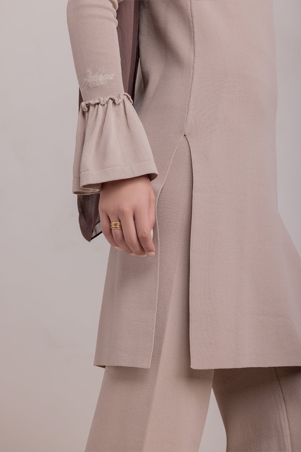 Yusra Knit Pant- Taupe - Image 7