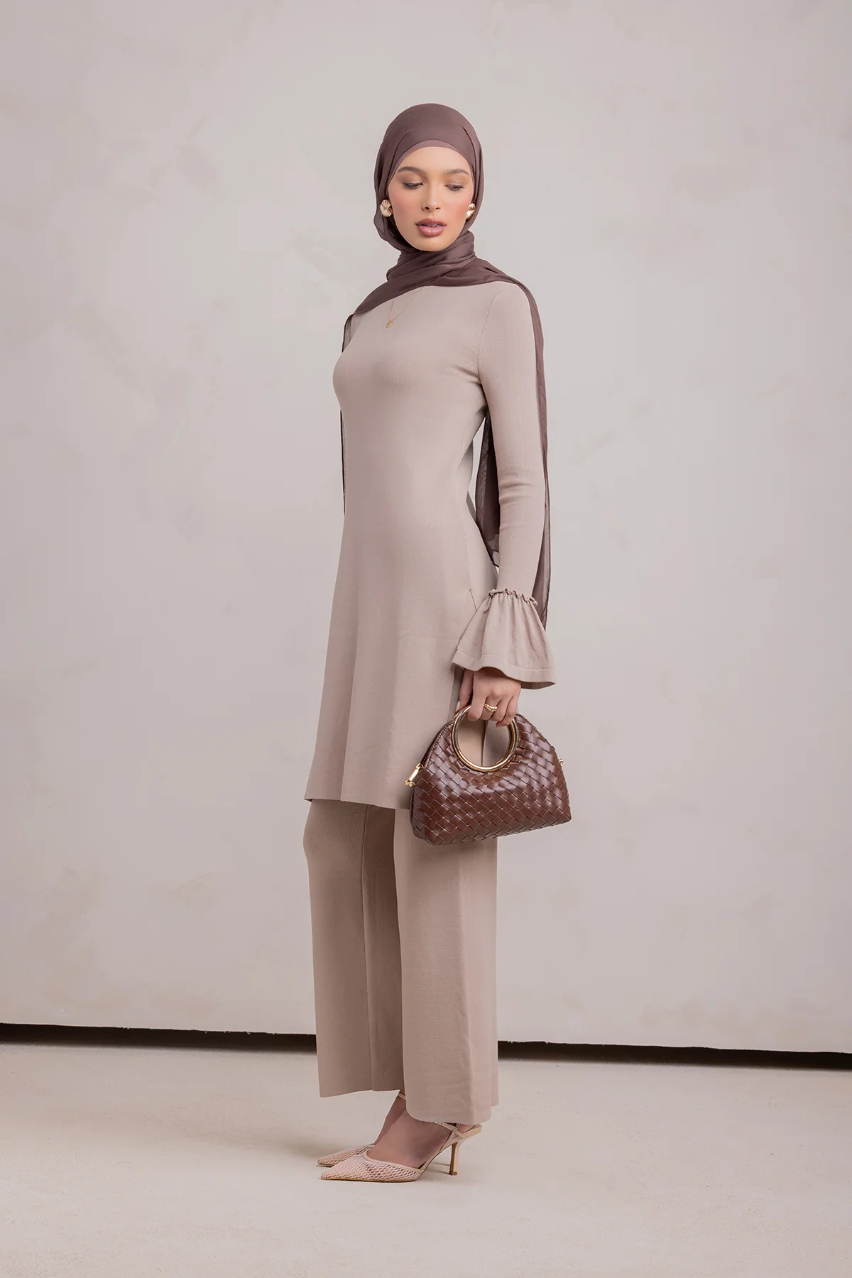 Yusra Knit Pant- Taupe - Image 8