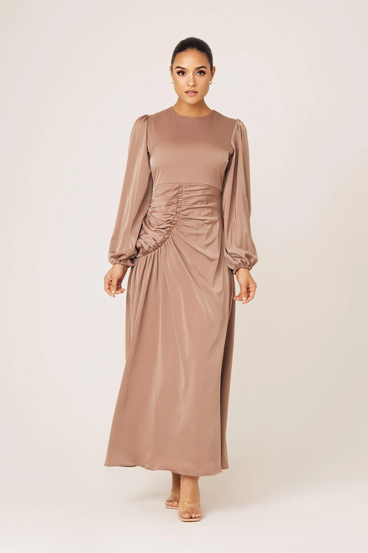 Yvonne Ruched Maxi Dress- Sand