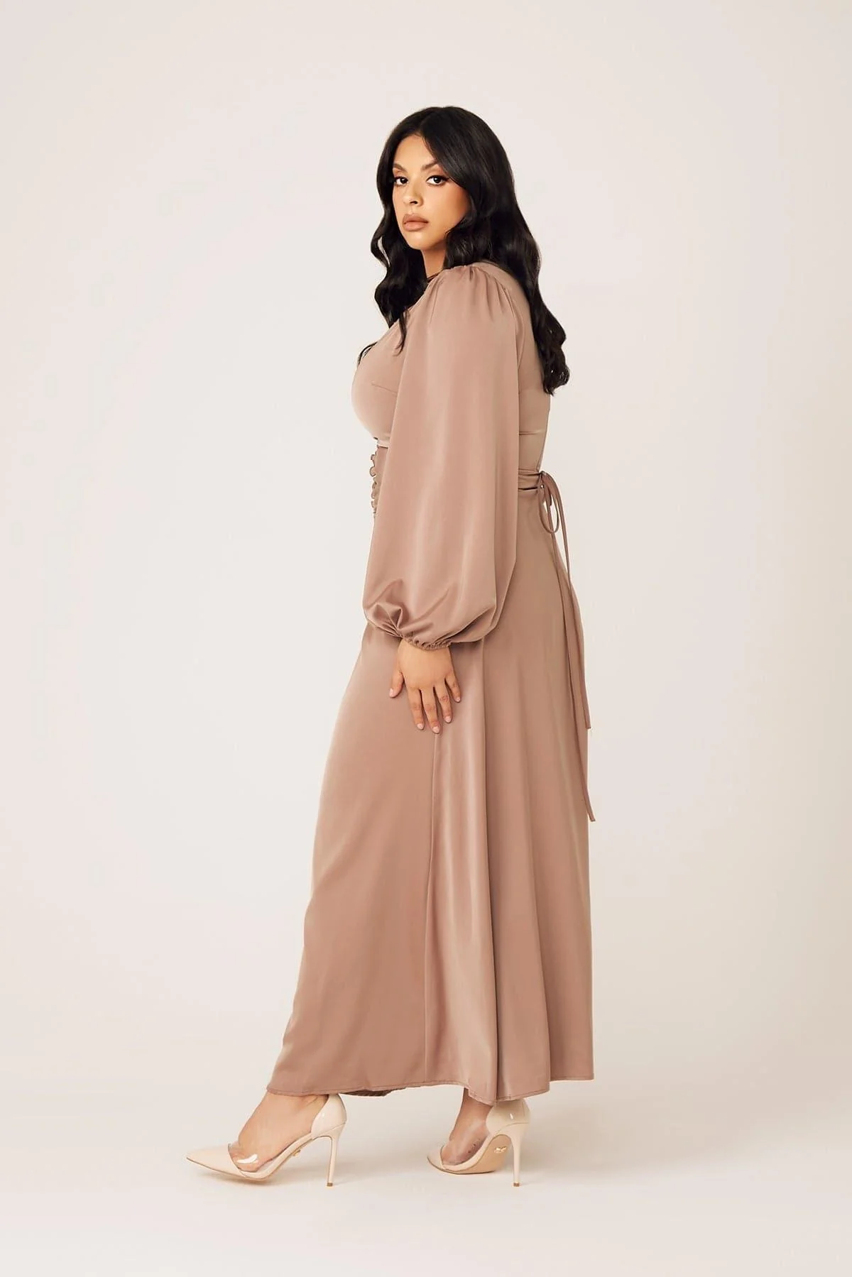 Yvonne Ruched Maxi Dress- Sand - Image 11