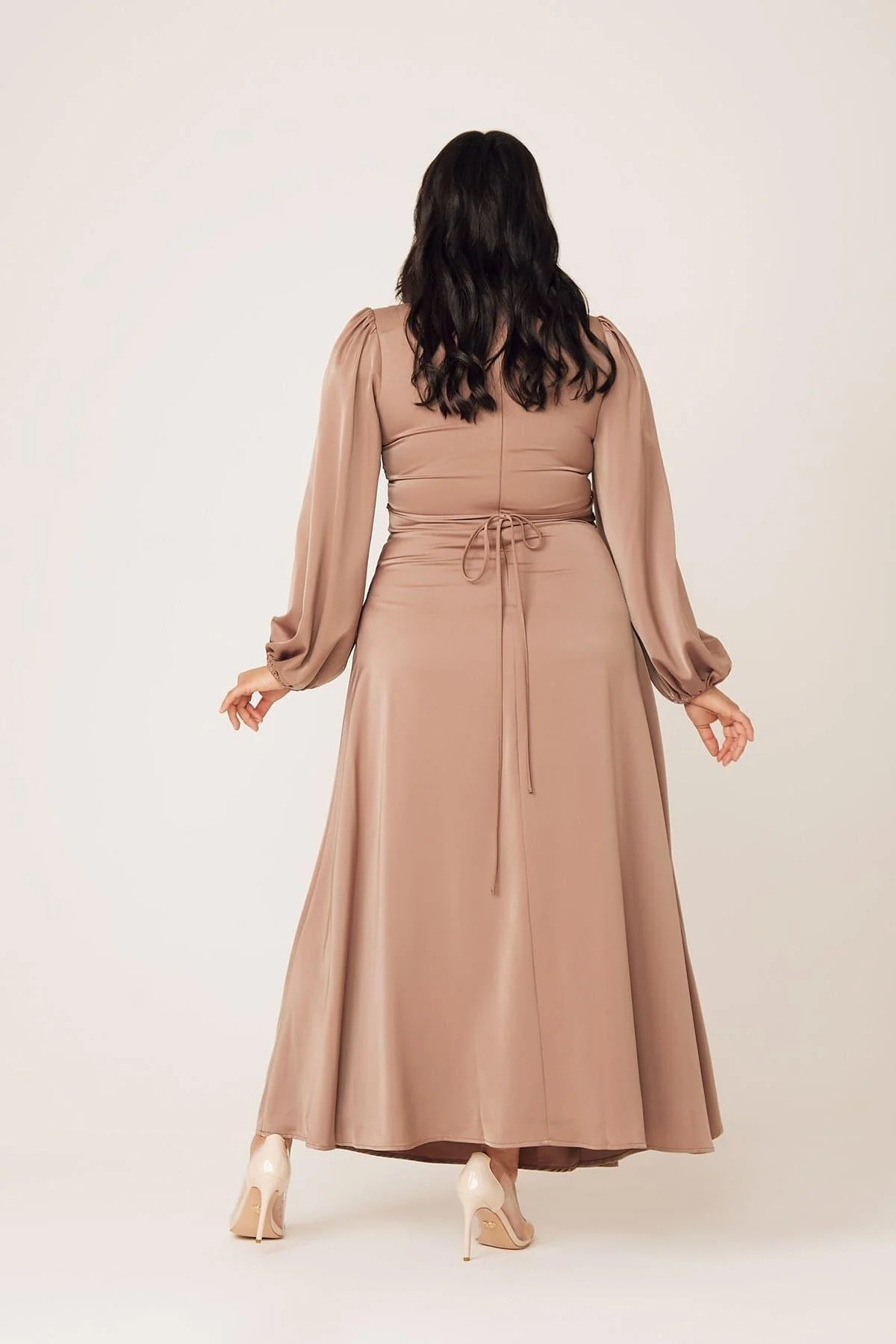 Yvonne Ruched Maxi Dress- Sand - Image 13