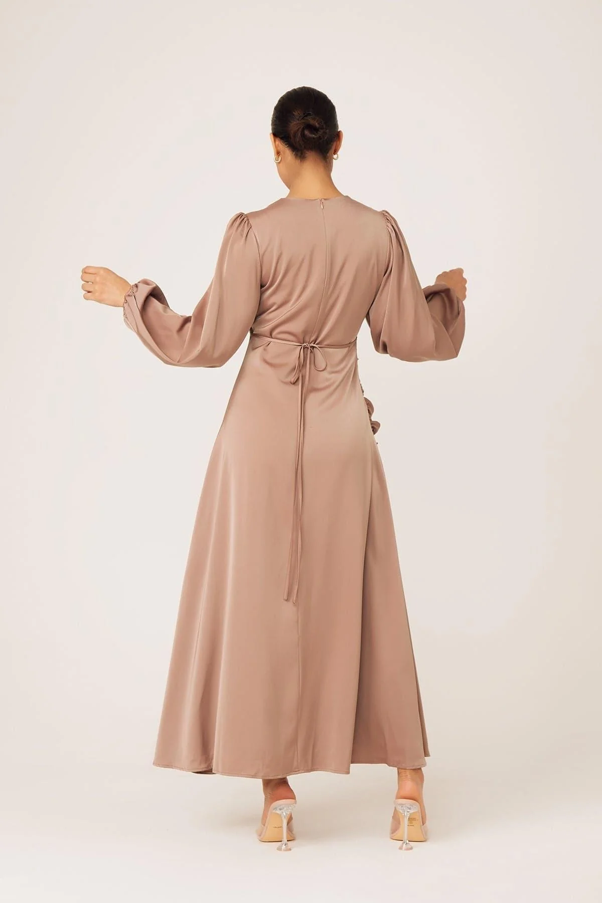 Yvonne Ruched Maxi Dress- Sand - Image 16