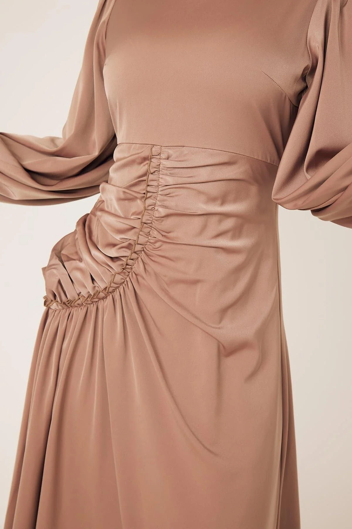 Yvonne Ruched Maxi Dress- Sand - Image 9